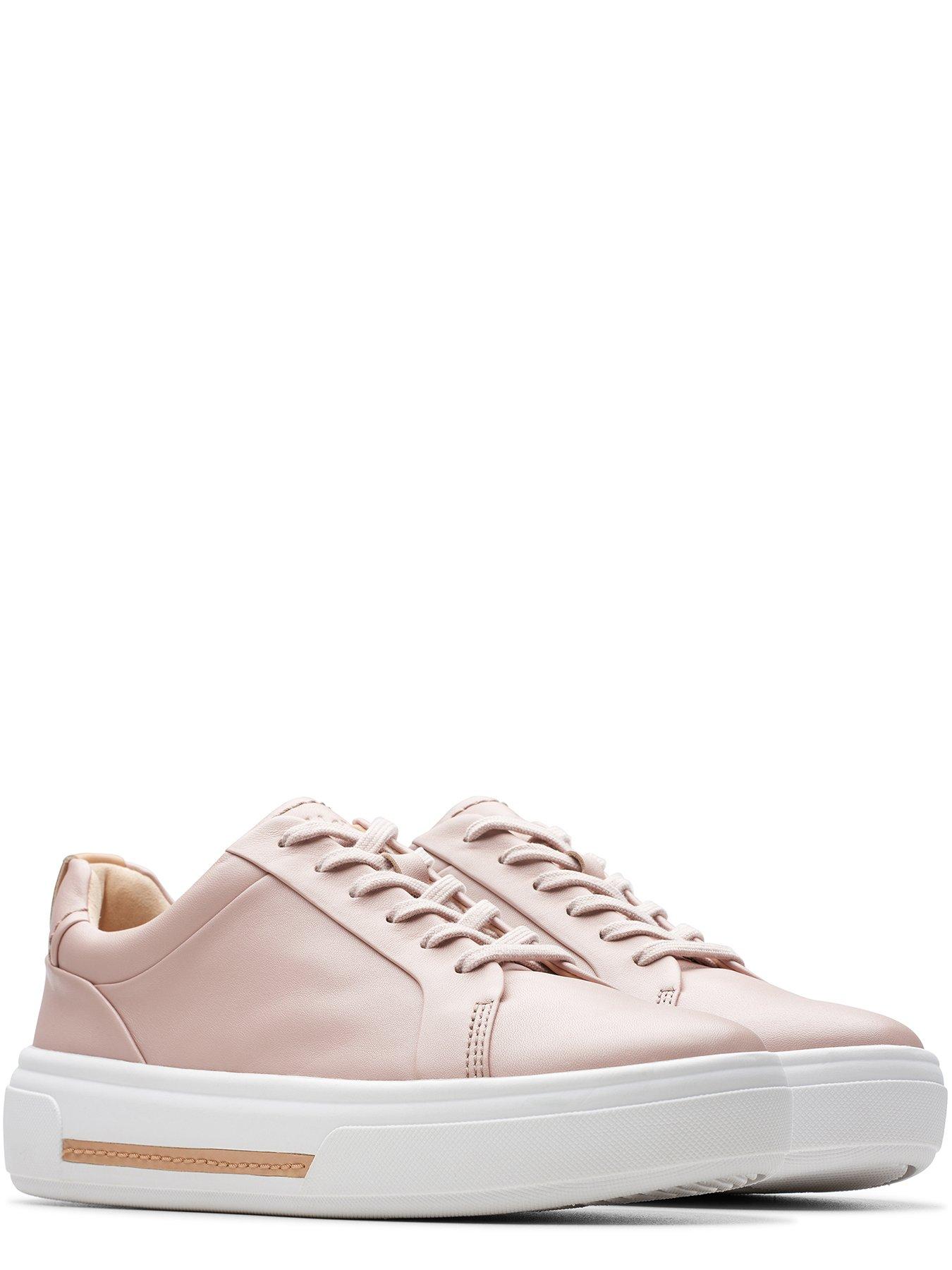 Clarks Hollyhock Walk Leather Metallic Lace Up Trainers - Rose | Very.co.uk