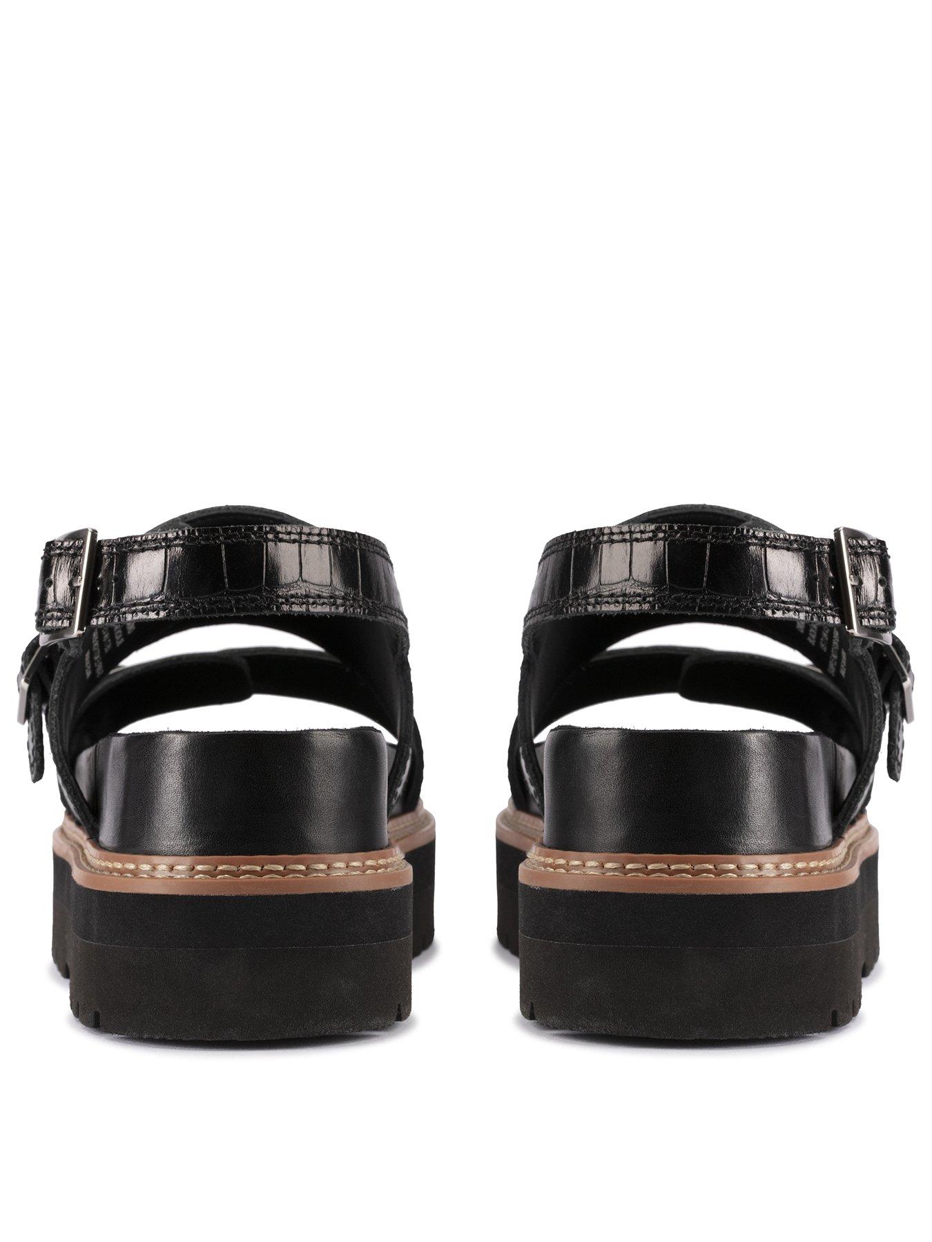 Clarks black hot sale platform sandals