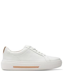 clarks hollyhock walk leather metallic lace up trainers - off white