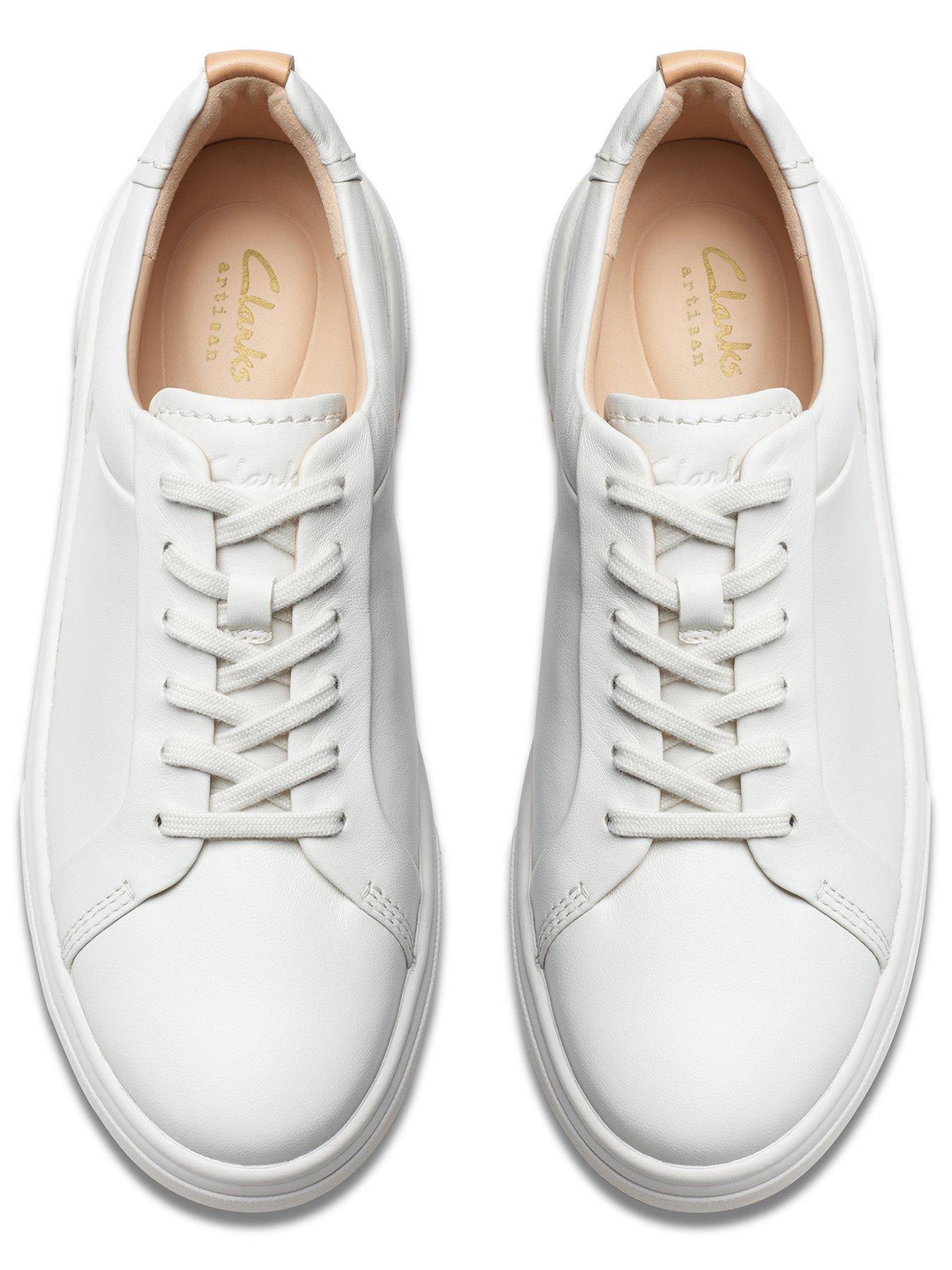 Clarks Hollyhock Walk Leather Metallic Lace Up Trainers - Off White ...