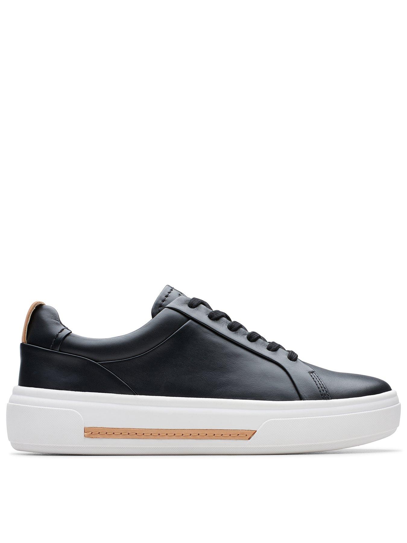 Clarks Hollyhock Walk Leather Metallic Lace Up Trainers - Black | very ...
