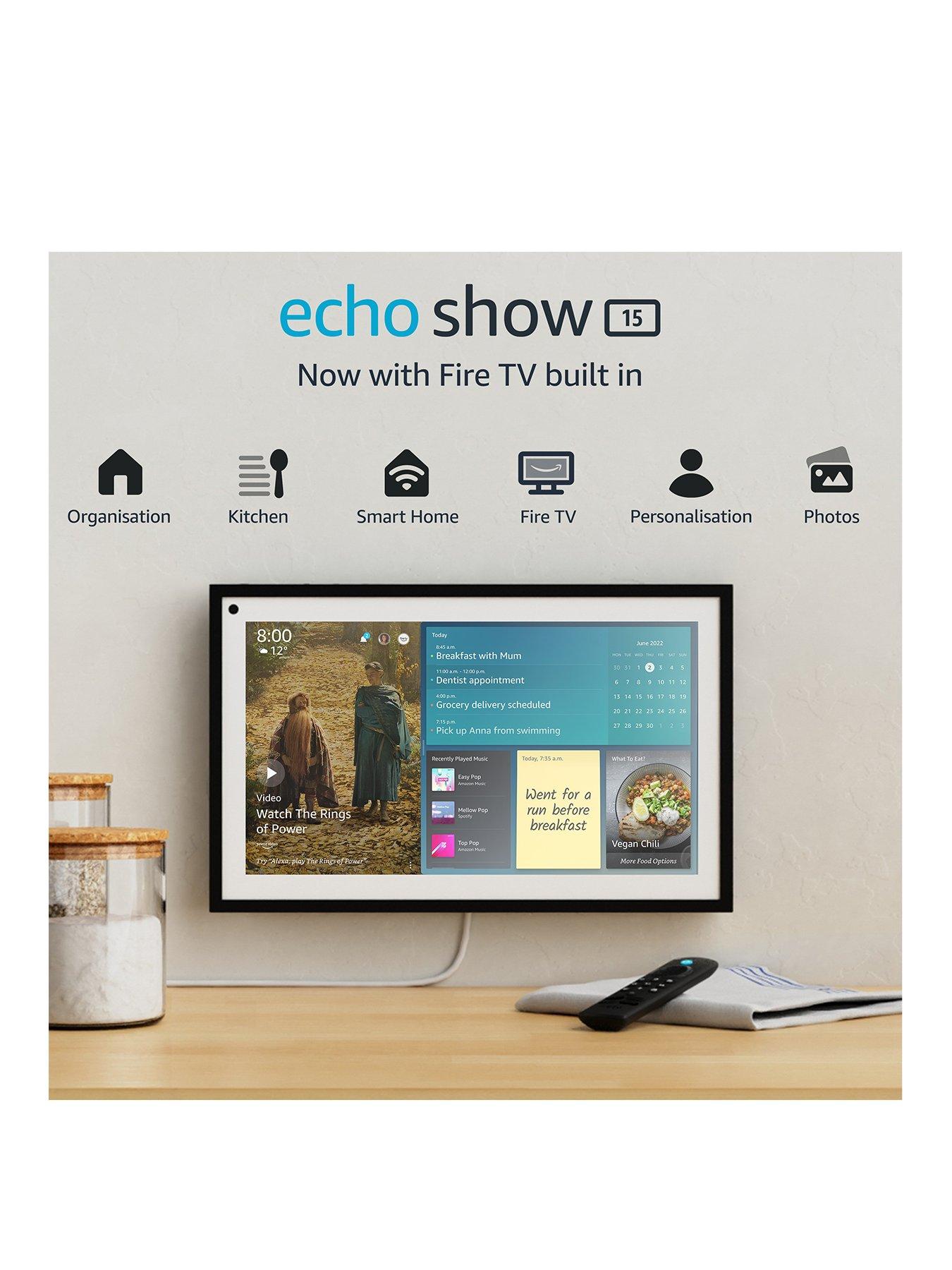 Echo Show 15 | Full HD 15.6 smart display with Alexa and Fire TV built in  | Remote included