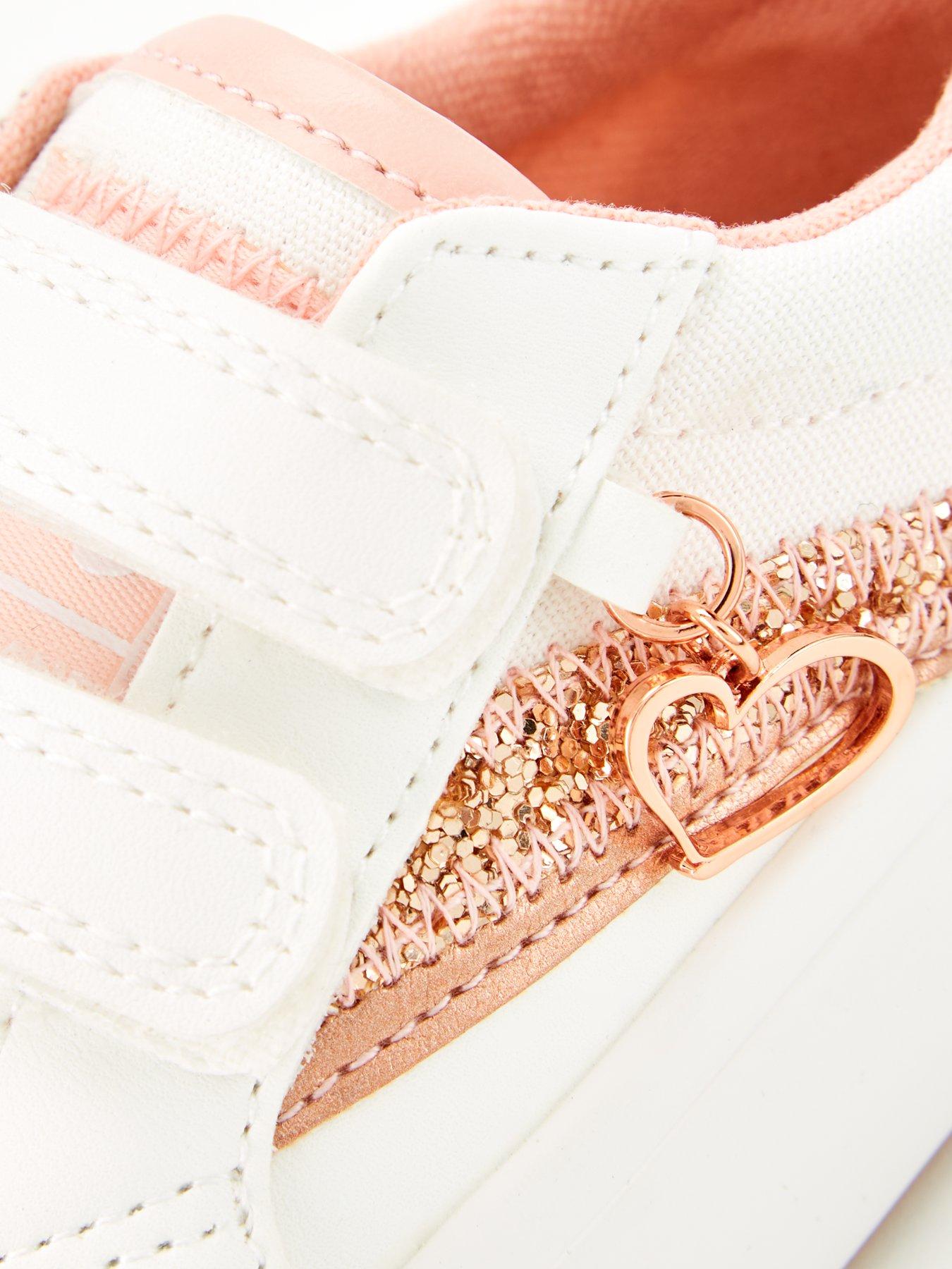 Mini Girls Rose Gold Glitter Trainers Pink