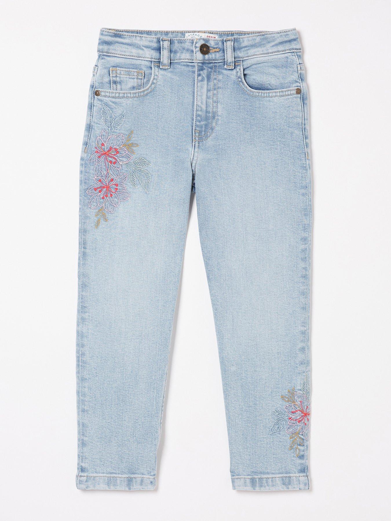 Blue clearance embroidered jeans