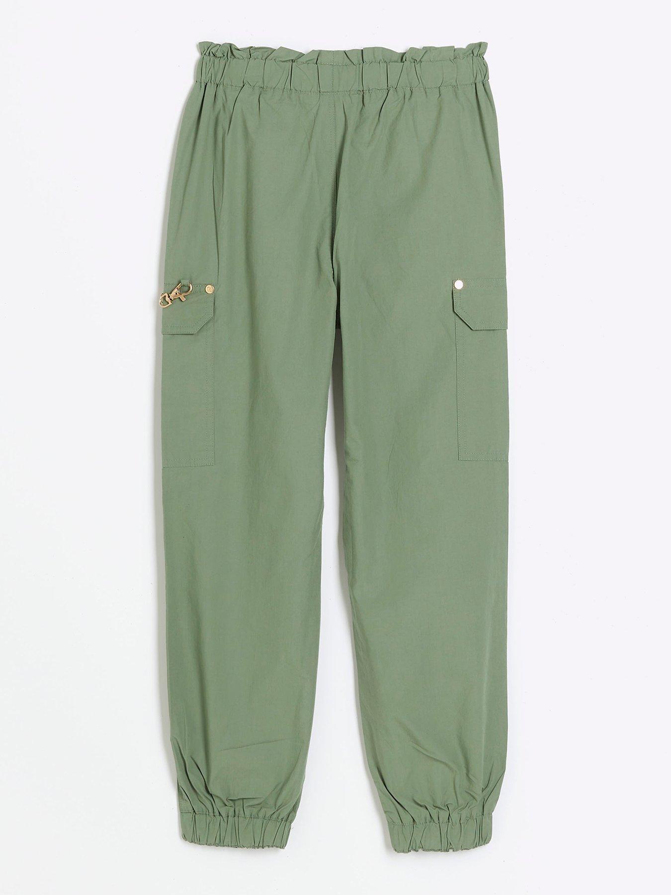 River Island Girls papertouch Chain Cargo Trousers - Khaki | Very.co.uk