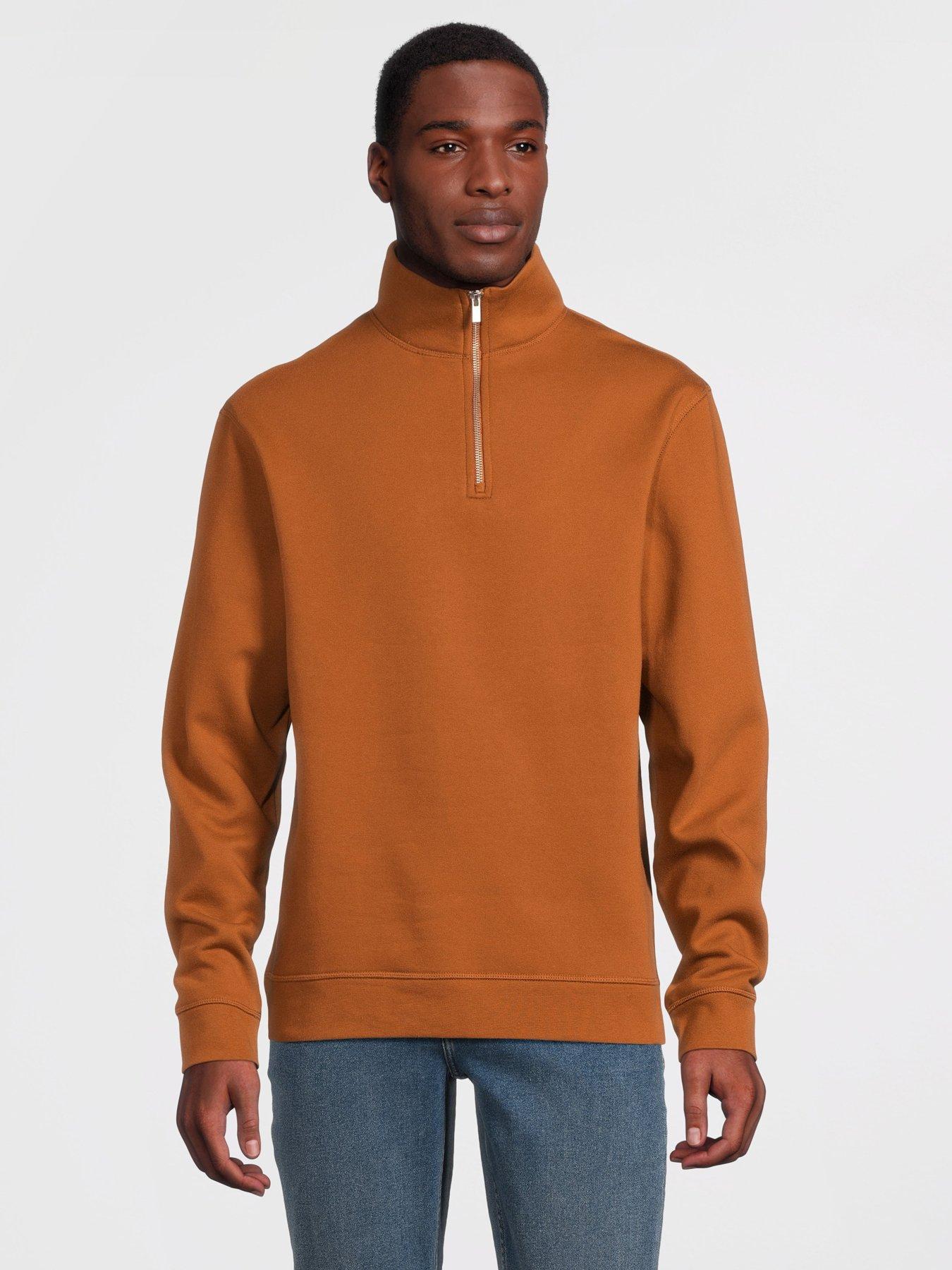 Long Sleeve Funnel Neck Zip Through Sweatshirt Dark Orange