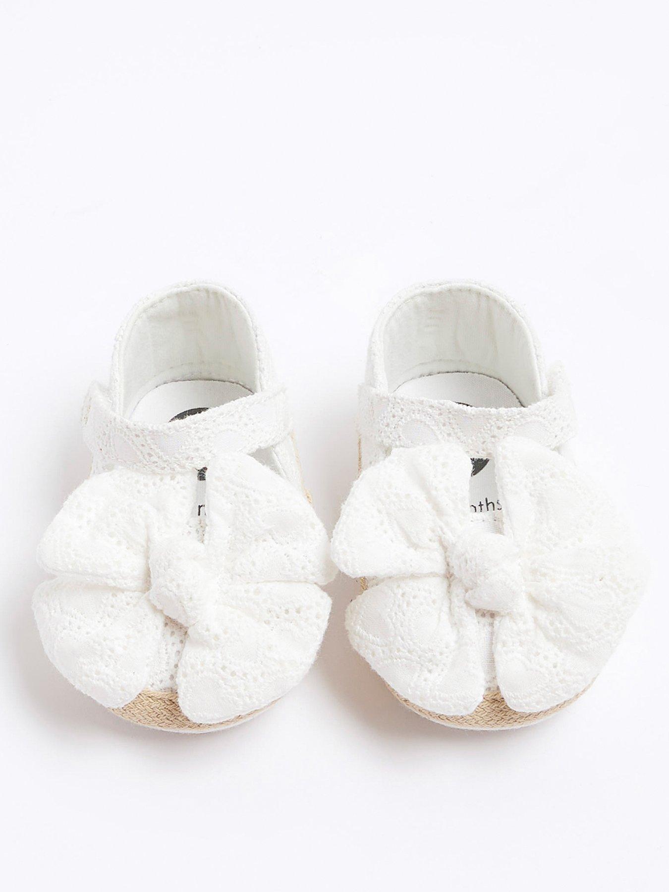 Baby Girl Broderie Bow Sandals White