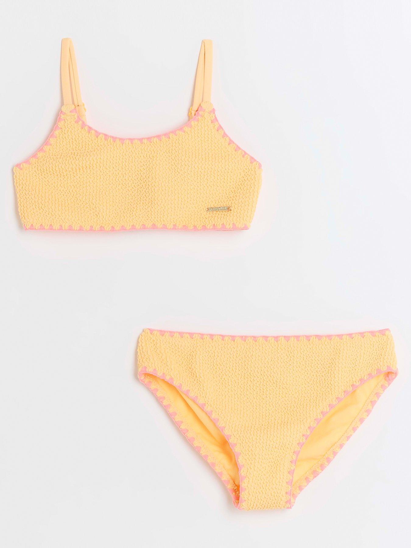 Girls Stitch Detail Bikini Set Orange