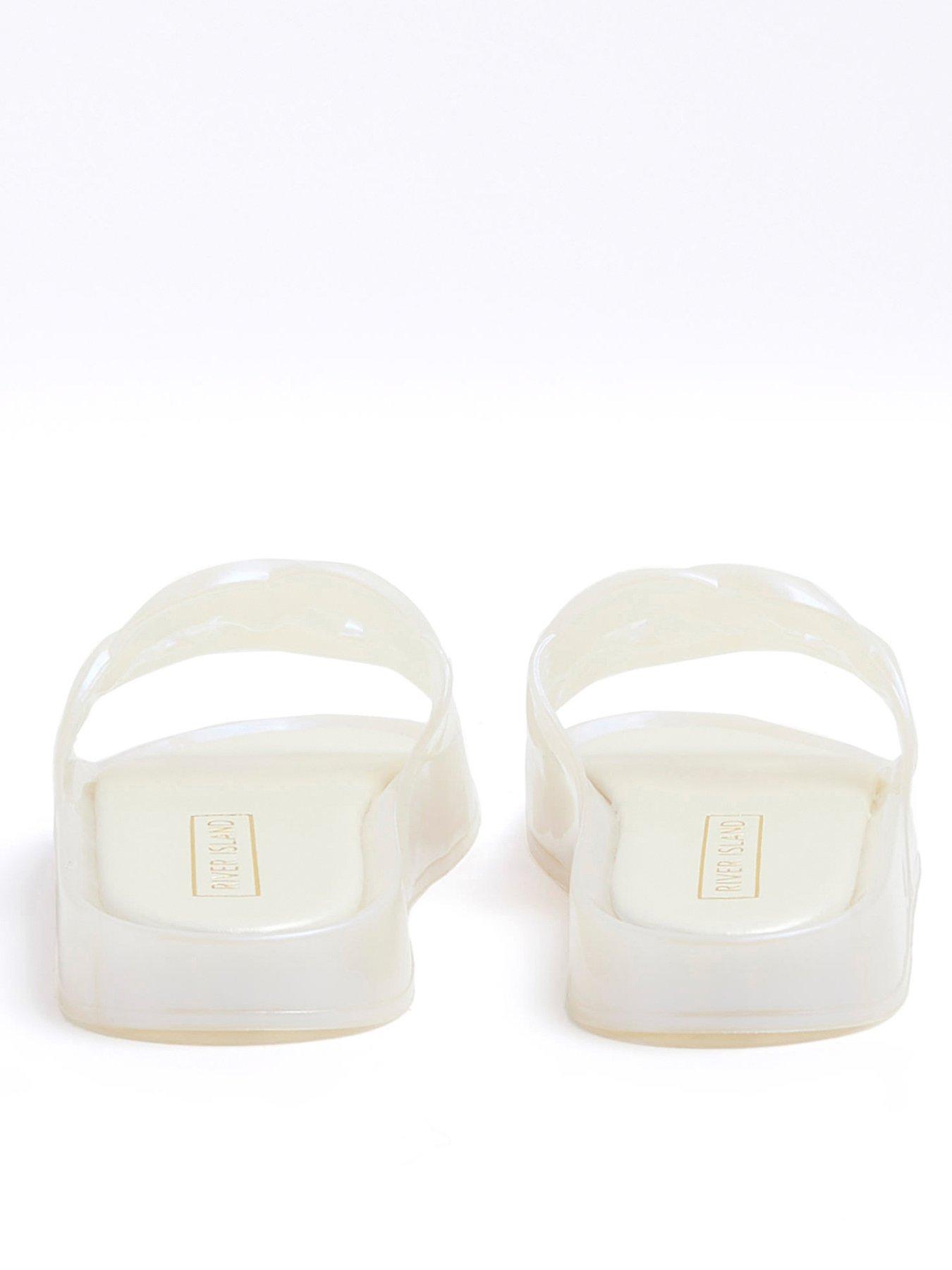 Girls Pearlised Chain Sliders White