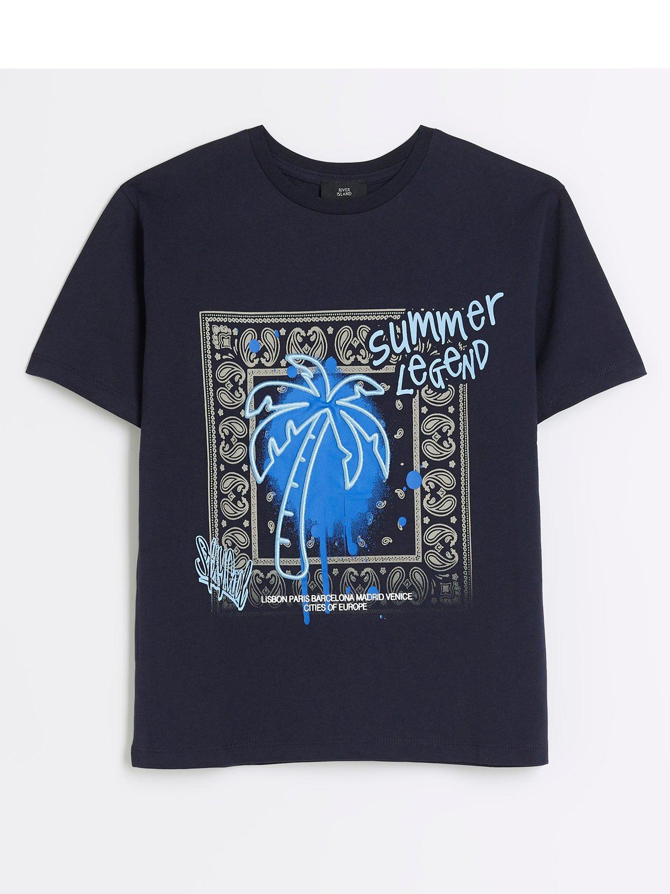 Boys Palm Tree Graphic T-Shirt - Navy