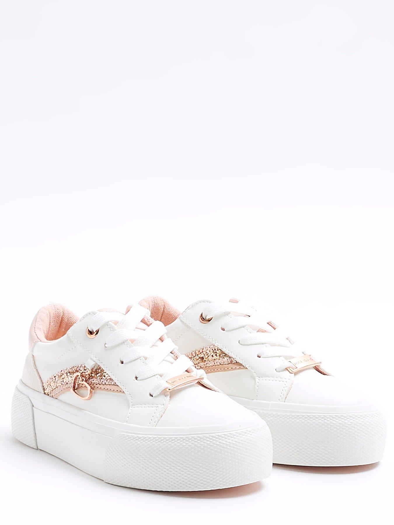 Girls Glitter Lace Up Trainers Pink