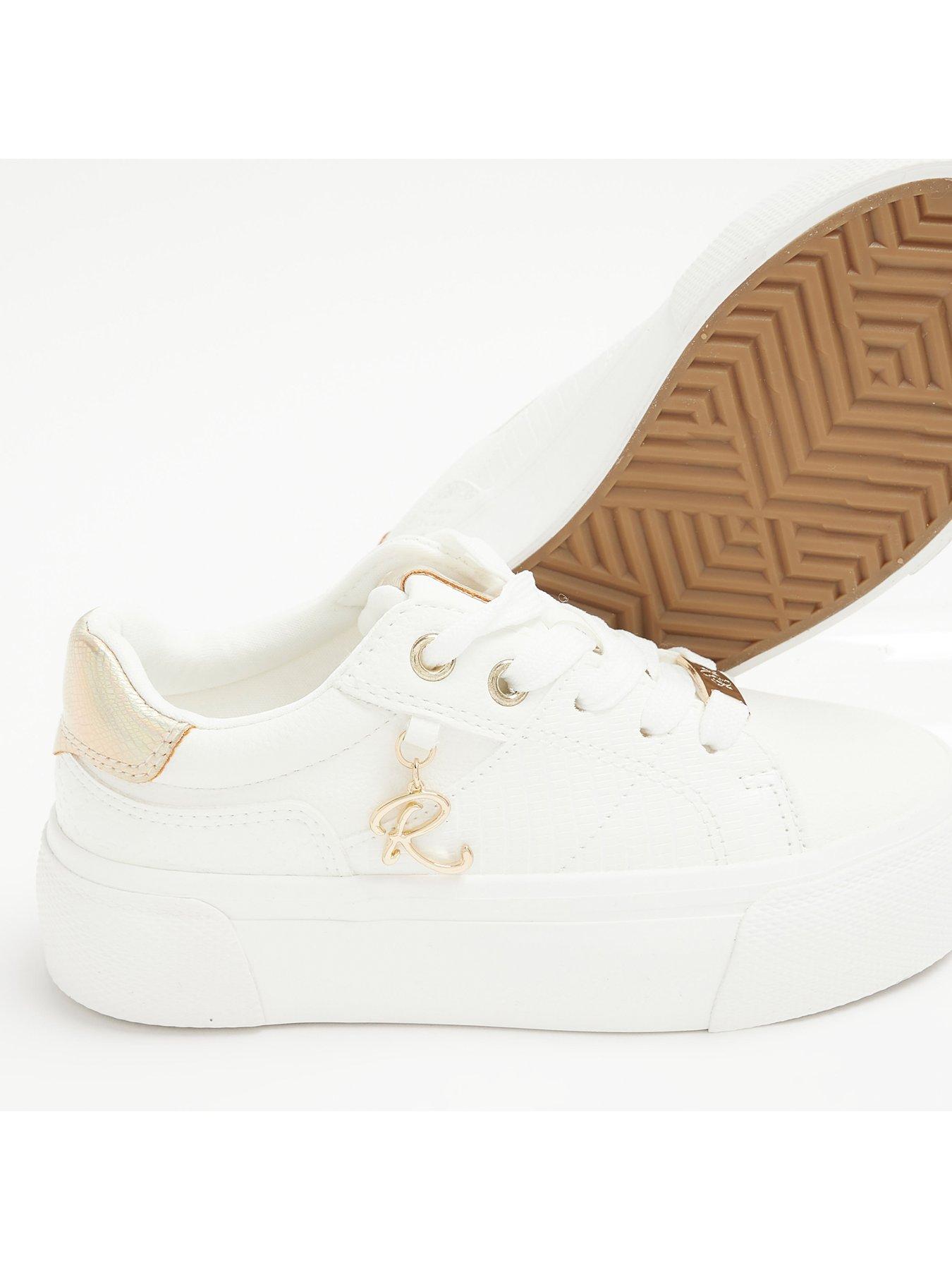 Girls Charm Lace Up Trainers White