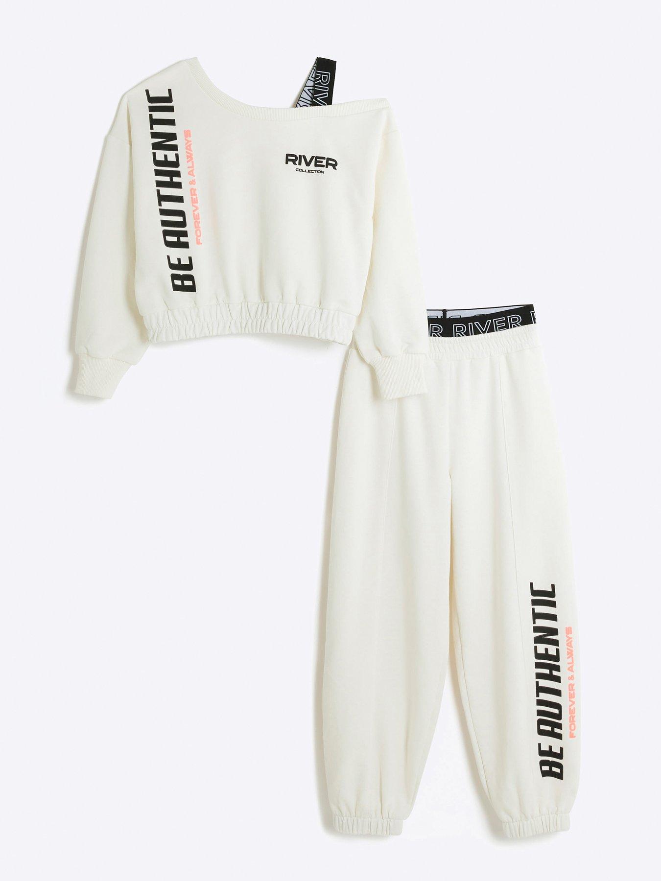 River island white online joggers