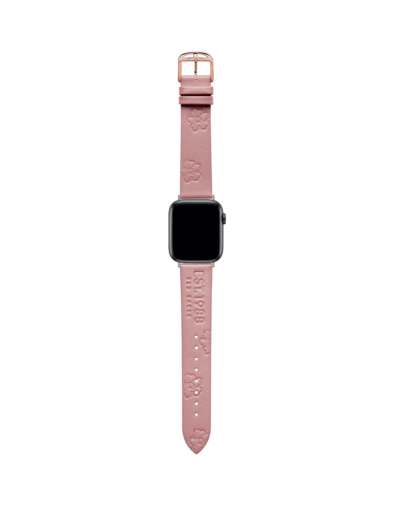 Product photograph of Ted Baker Pink Magnolia Saffiano Leather Strap For Apple Watch 38 40mm from very.co.uk