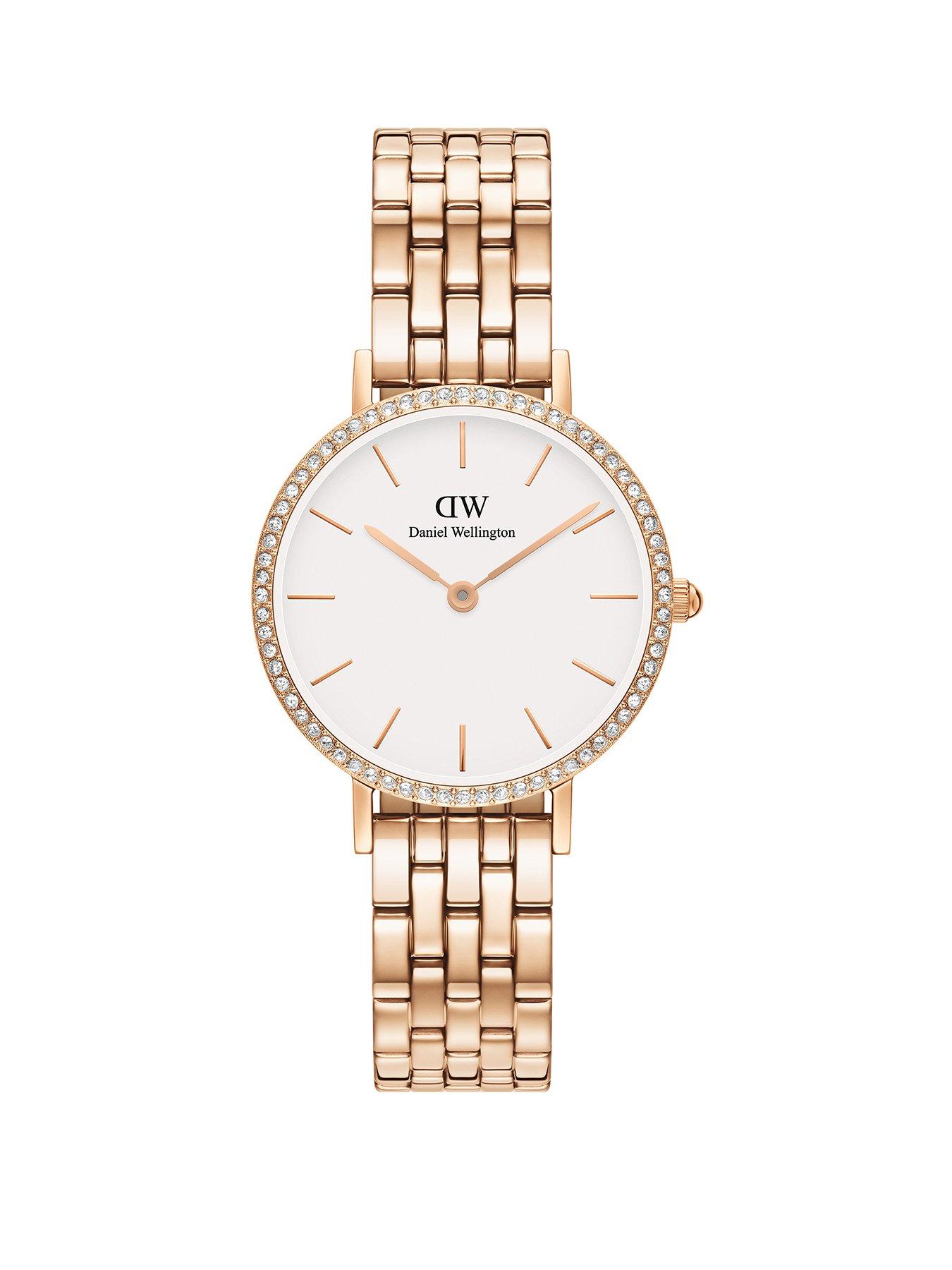 Product photograph of Daniel Wellington Petite 28 Rg 5-link White Dial Watch from very.co.uk