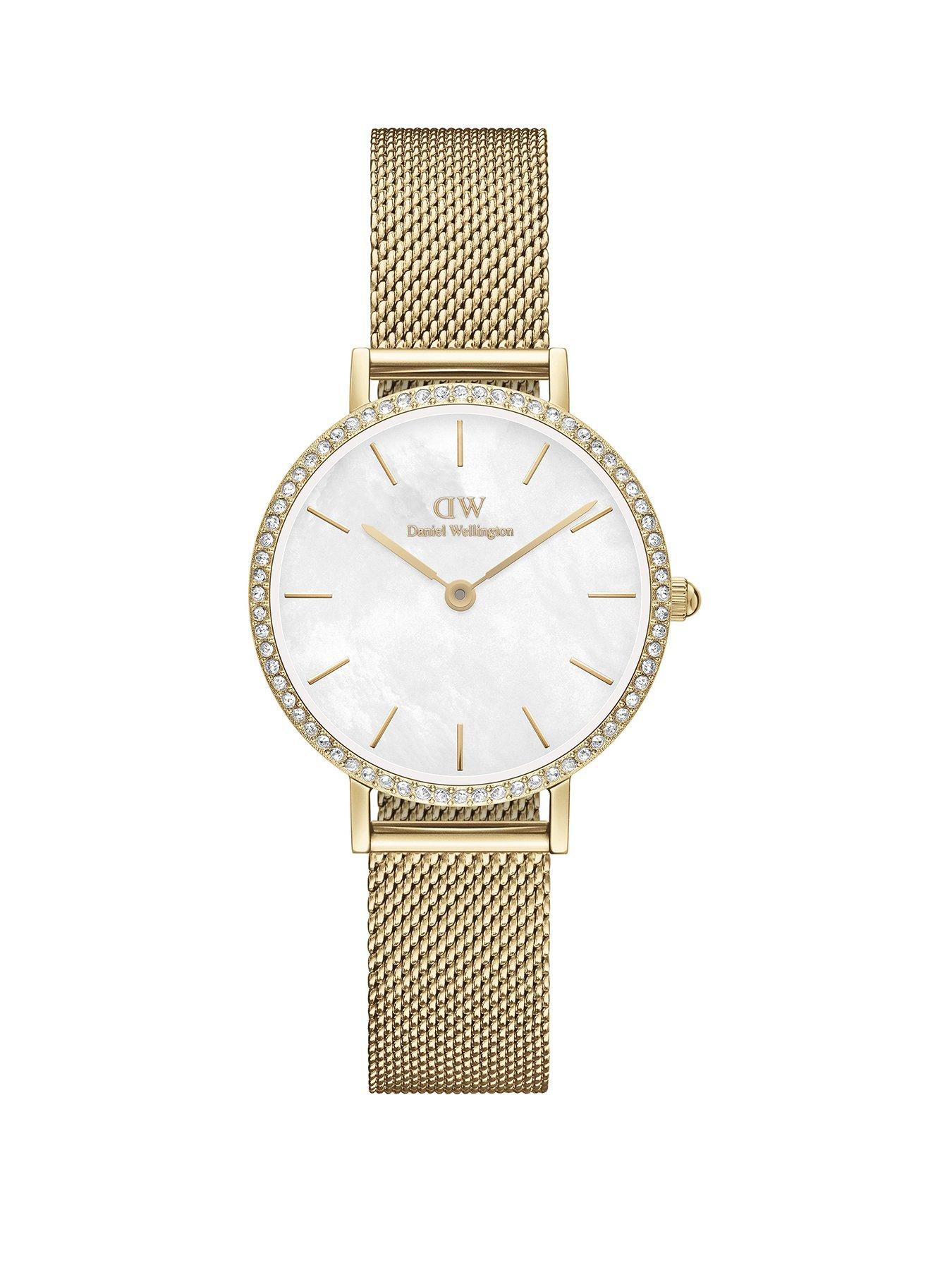 Product photograph of Daniel Wellington Petite 28 G Mesh White Mop Watch from very.co.uk