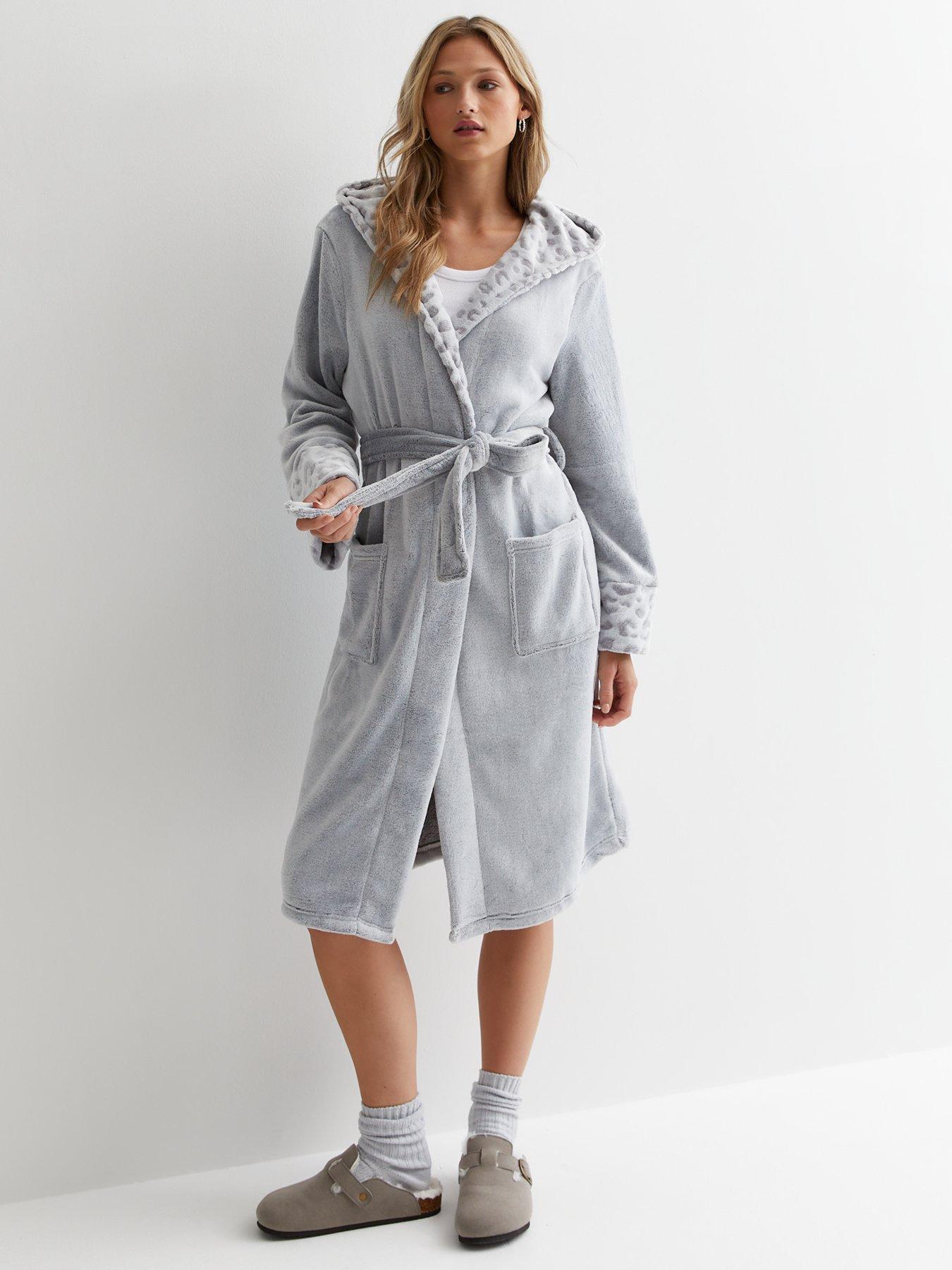 Grey leopard dressing clearance gown