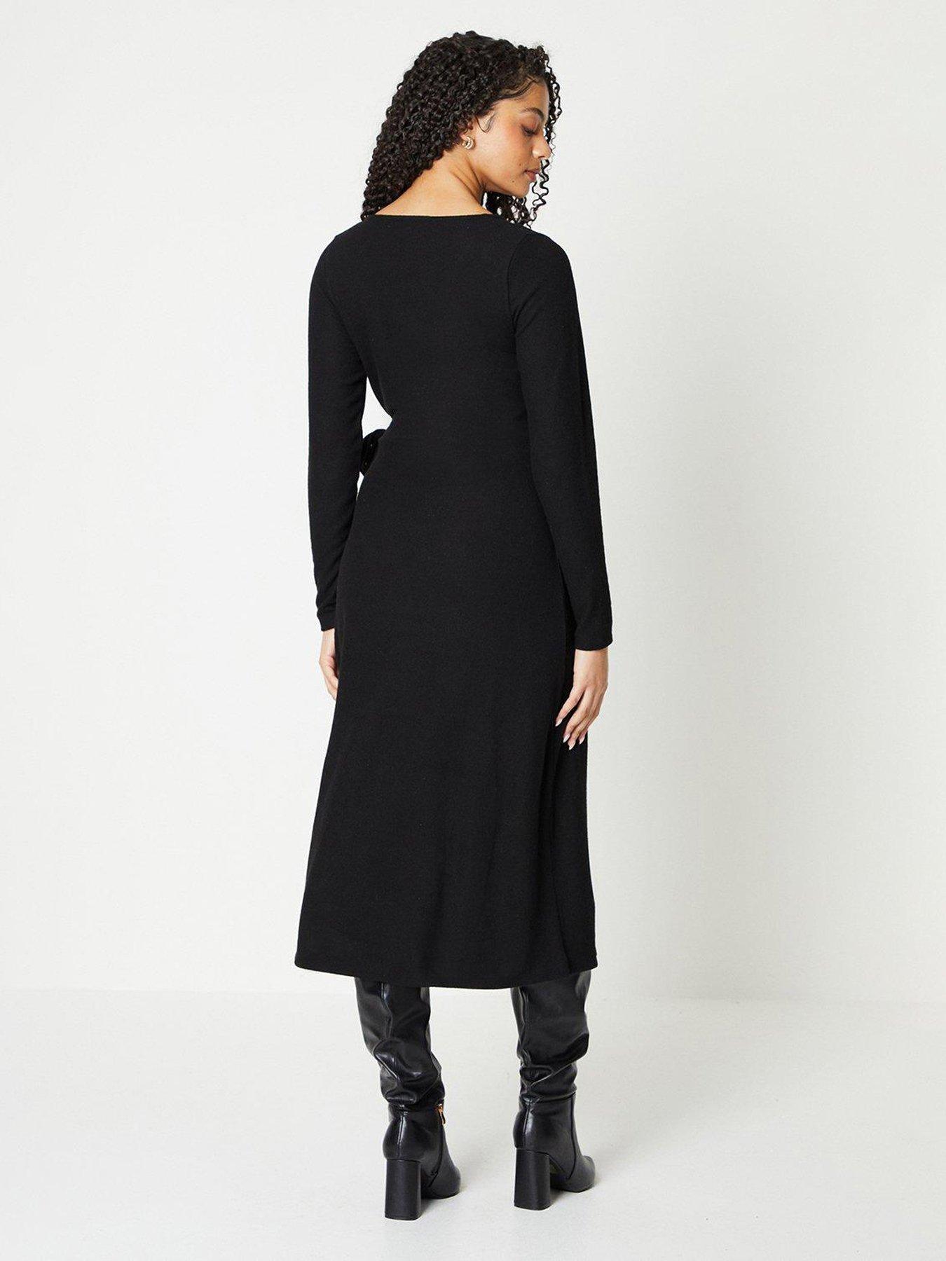 Dorothy Perkins Soft Touch Midi Wrap Dress Black Very