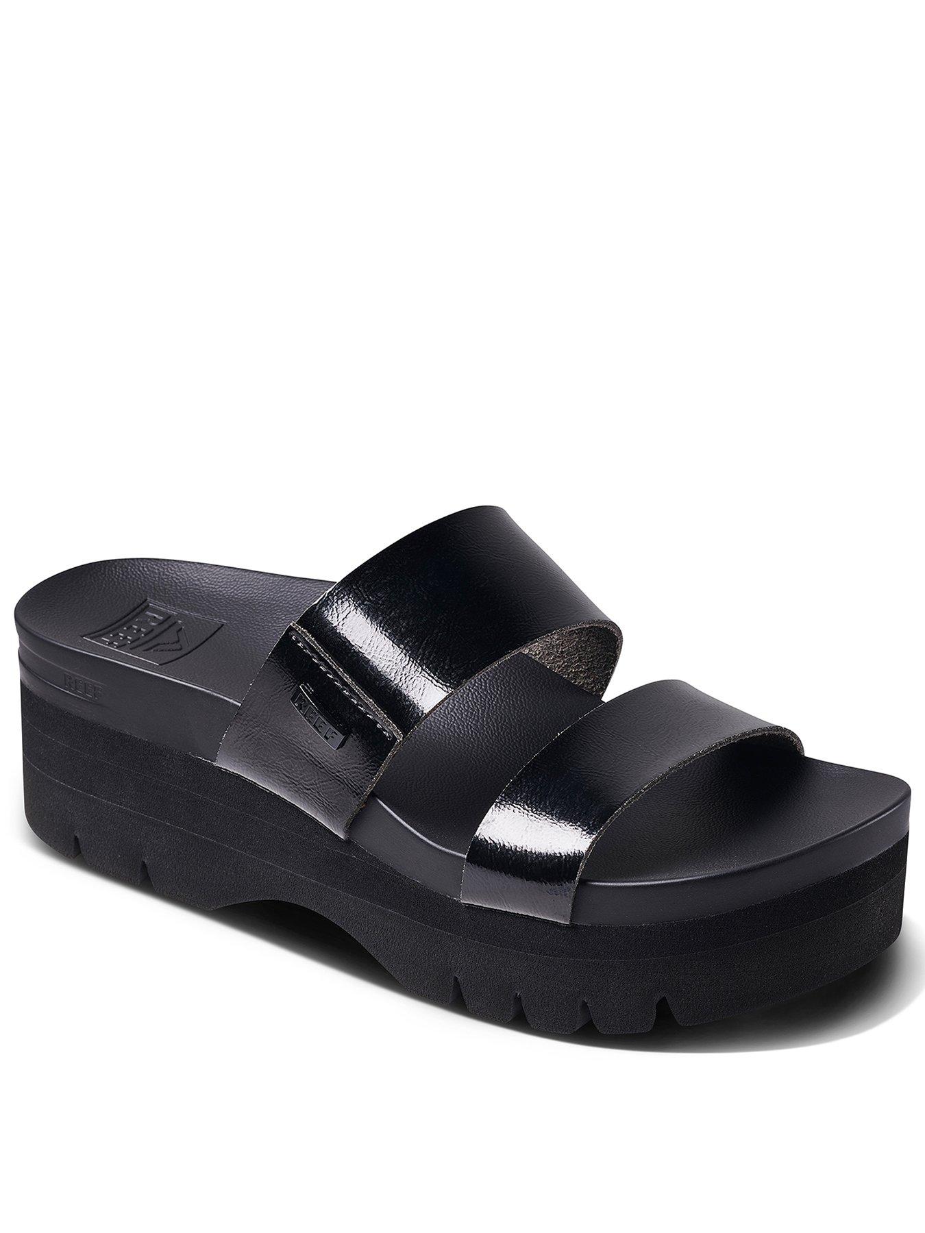 Reef Cushion Vista Higher Wedged Sandals - Black