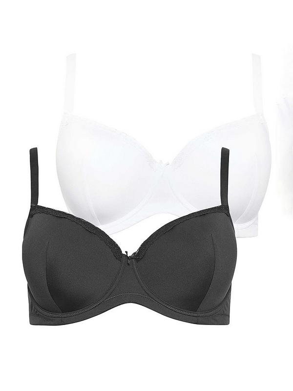 Yours 2 Pack Lace Trim T-shirt Bra | Very.co.uk