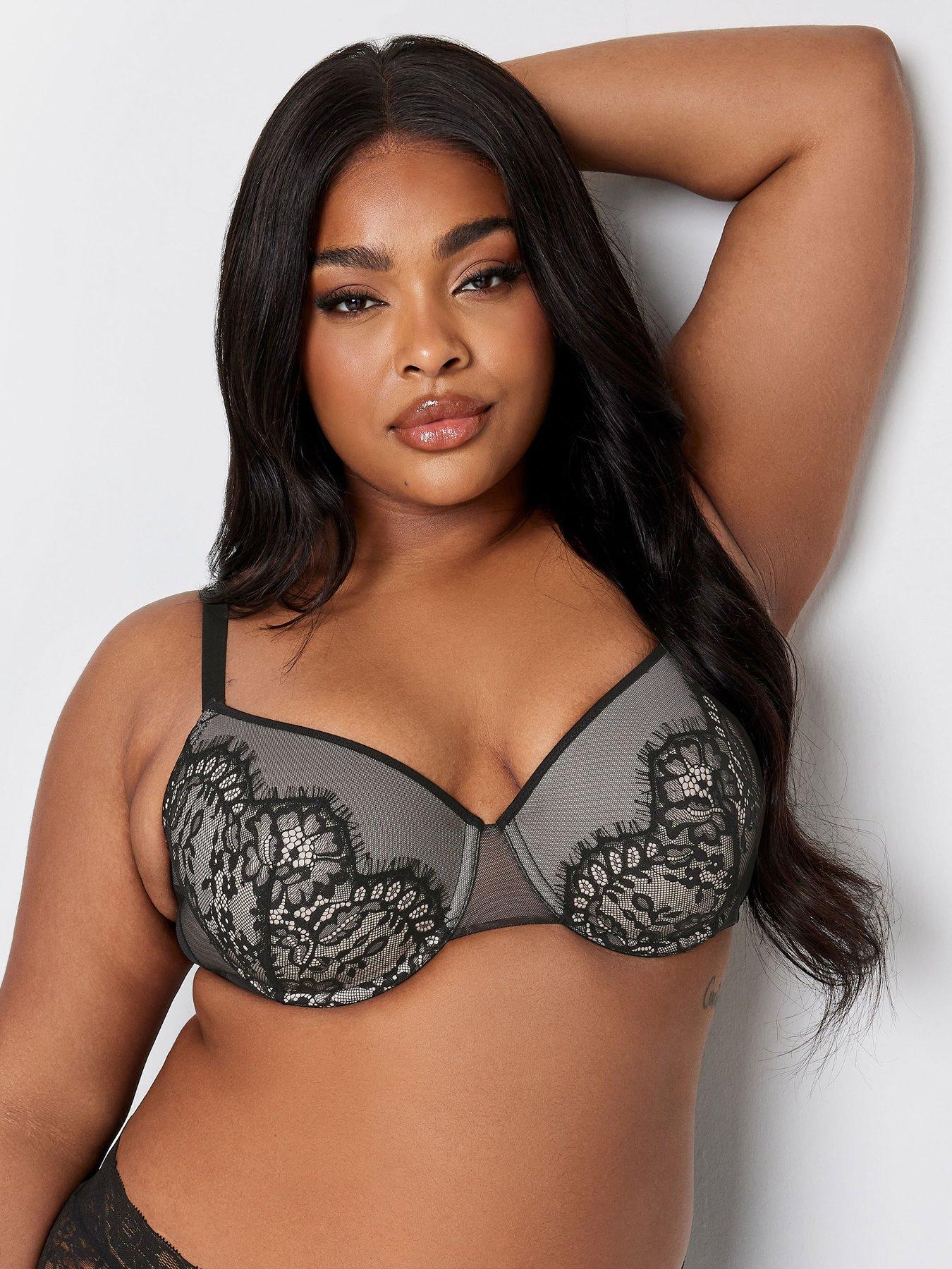 Netted T-shirt Bra with Lace Detail