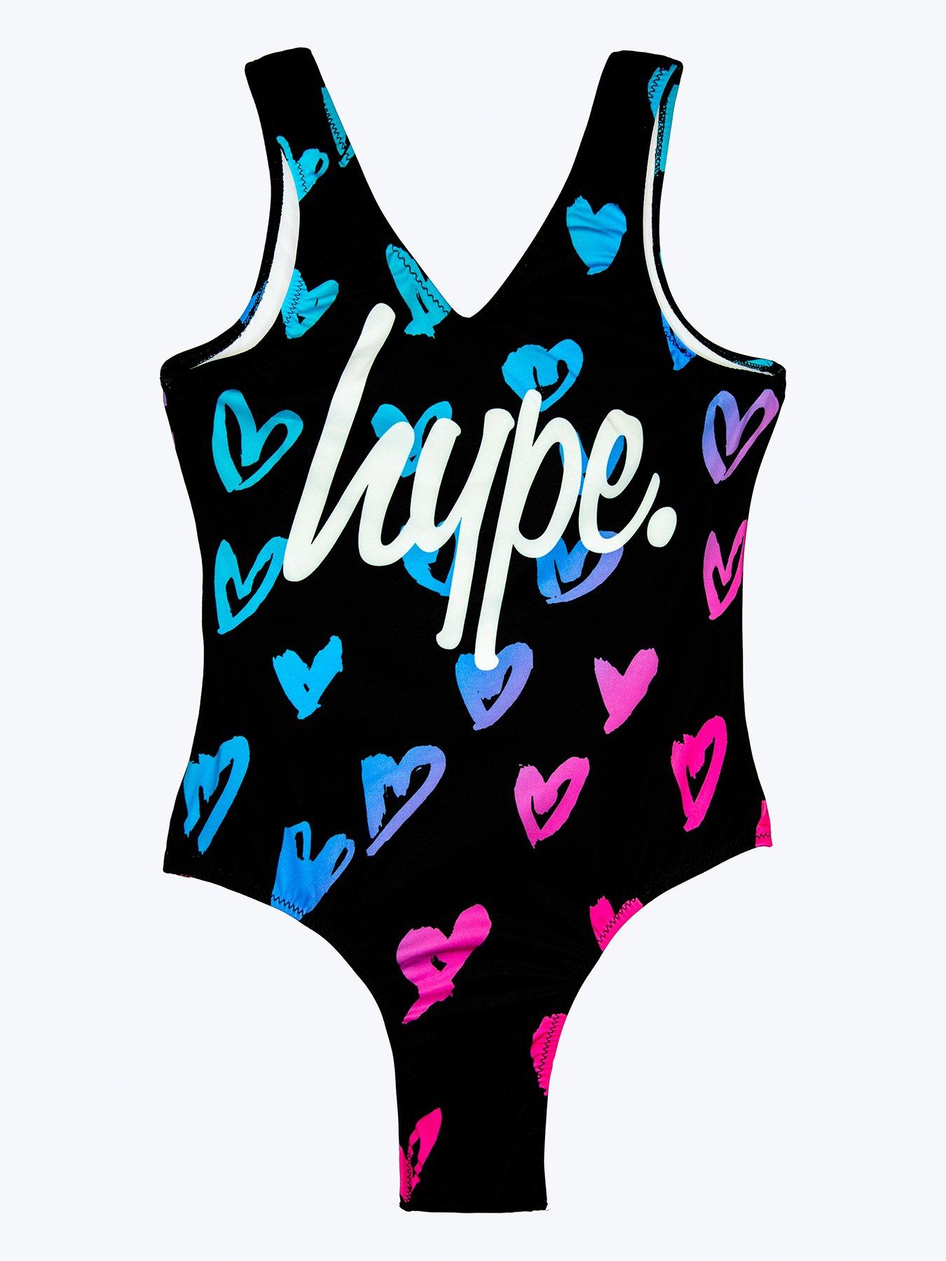 Image 1 of 2 of Hype Girls Multi Scribble Hearts Swimsuit
