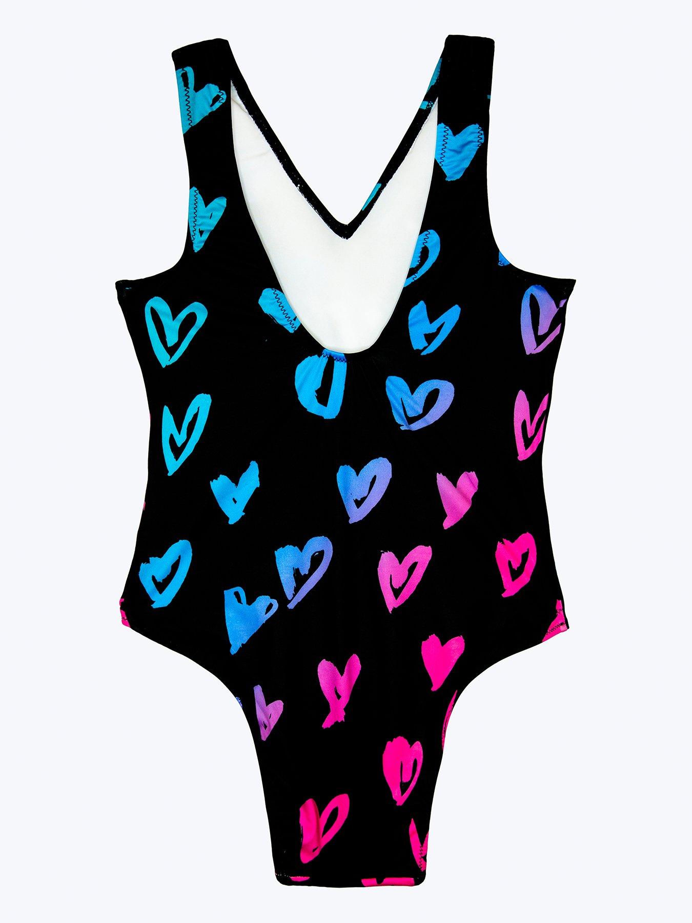 Image 2 of 2 of Hype Girls Multi Scribble Hearts Swimsuit