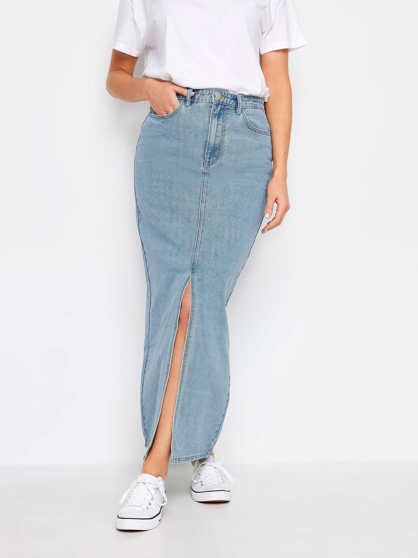 Long Tall Sally Denim Split Front Maxi Skirt