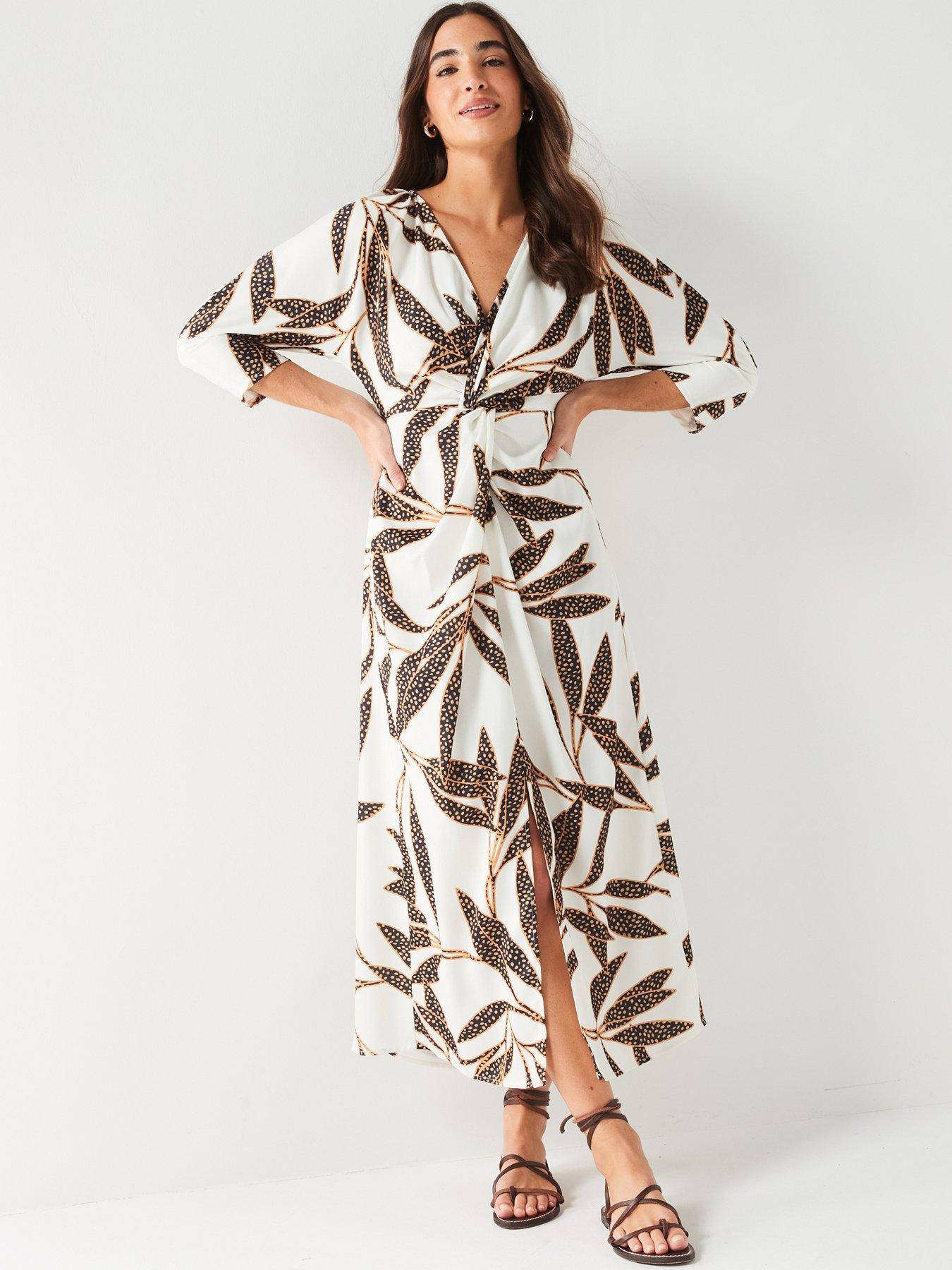 V by Very: Twist Front Midi Dress - Print