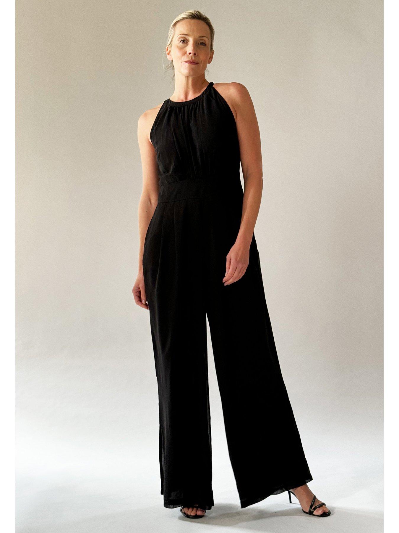 Image 2 of 5 of Religion Crew wide leg halterneck jumpsuit - Black