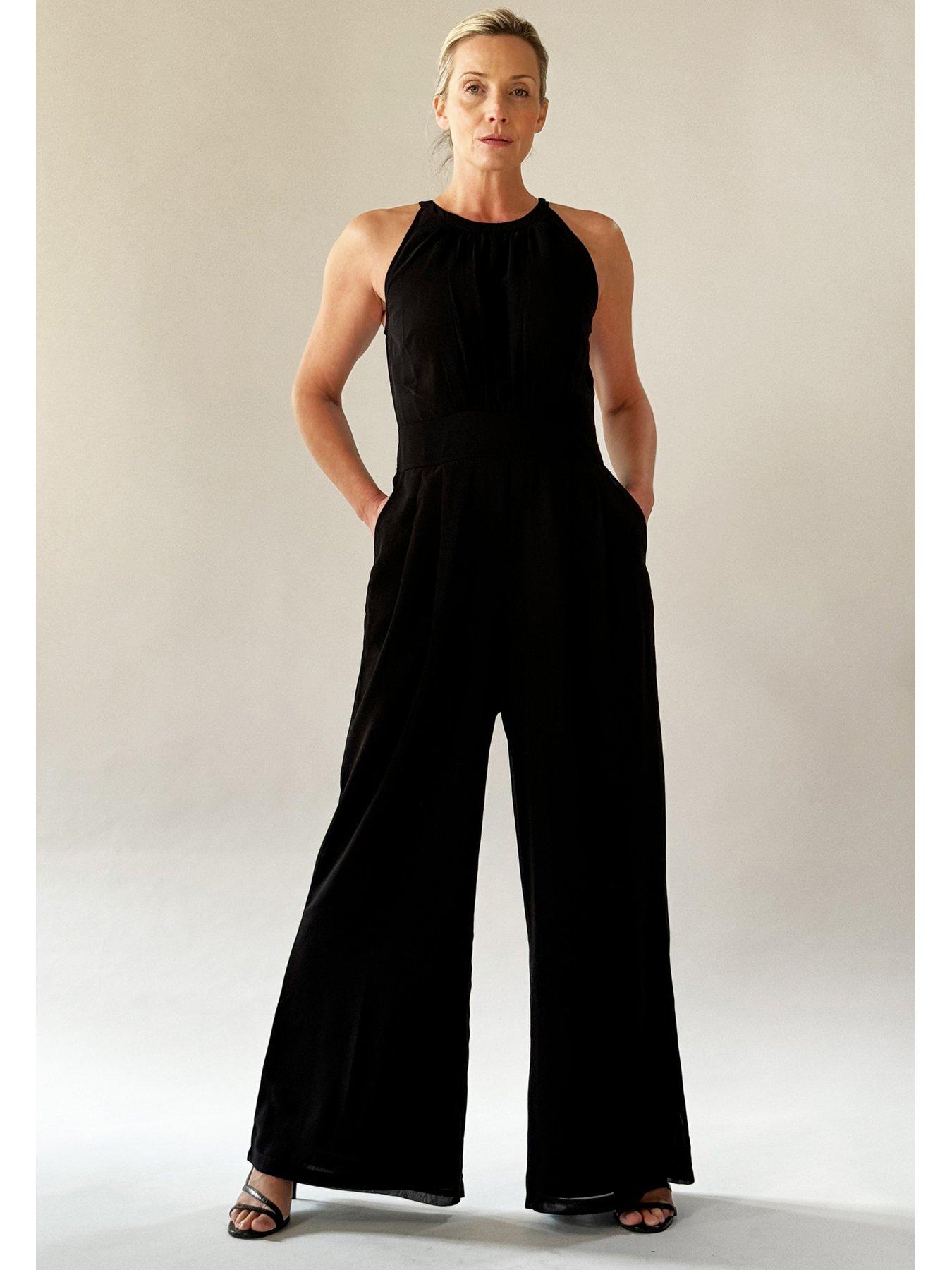 Image 4 of 5 of Religion Crew wide leg halterneck jumpsuit - Black