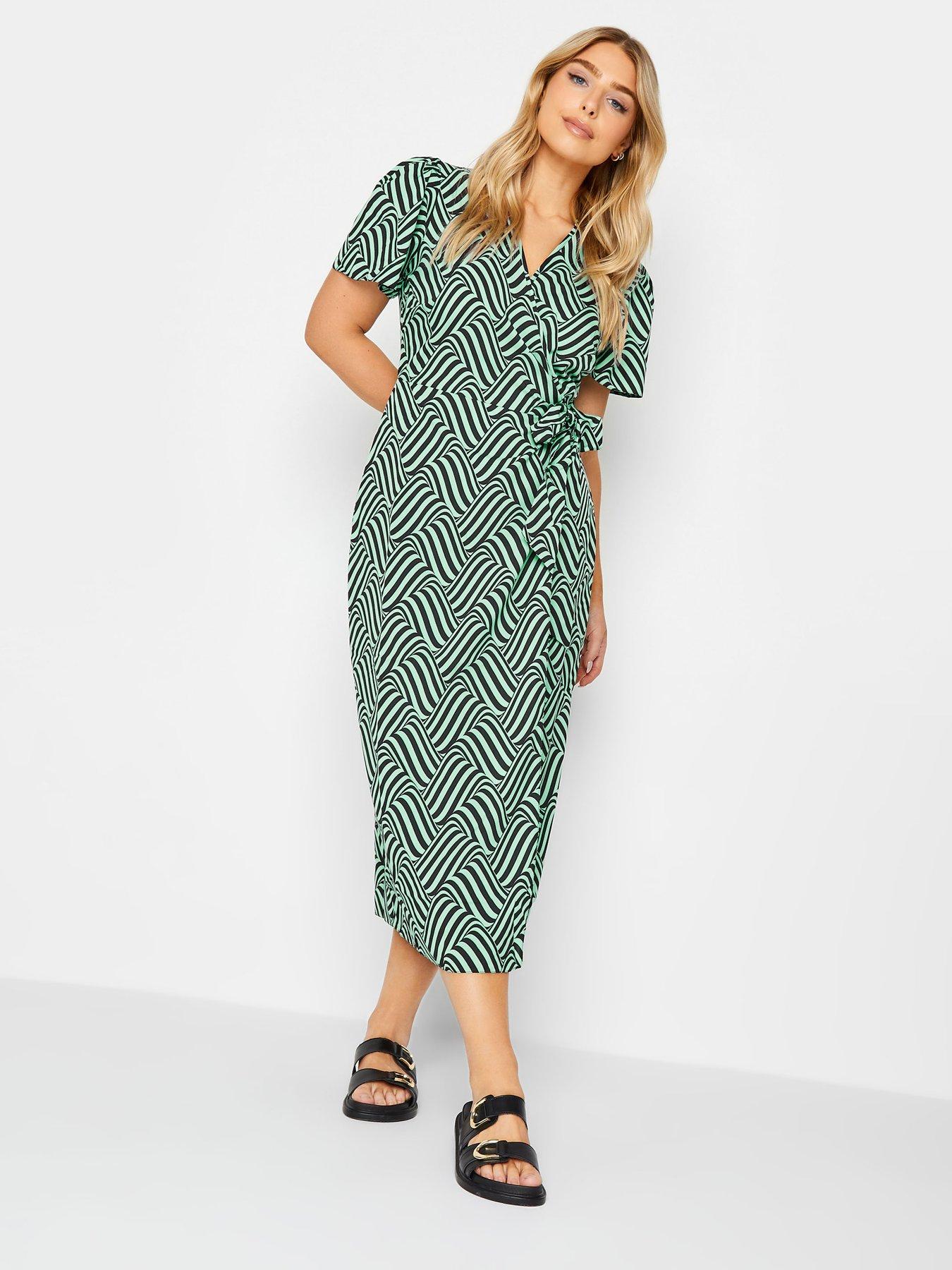 Image 1 of 4 of M&Co Wrap Dress - Green