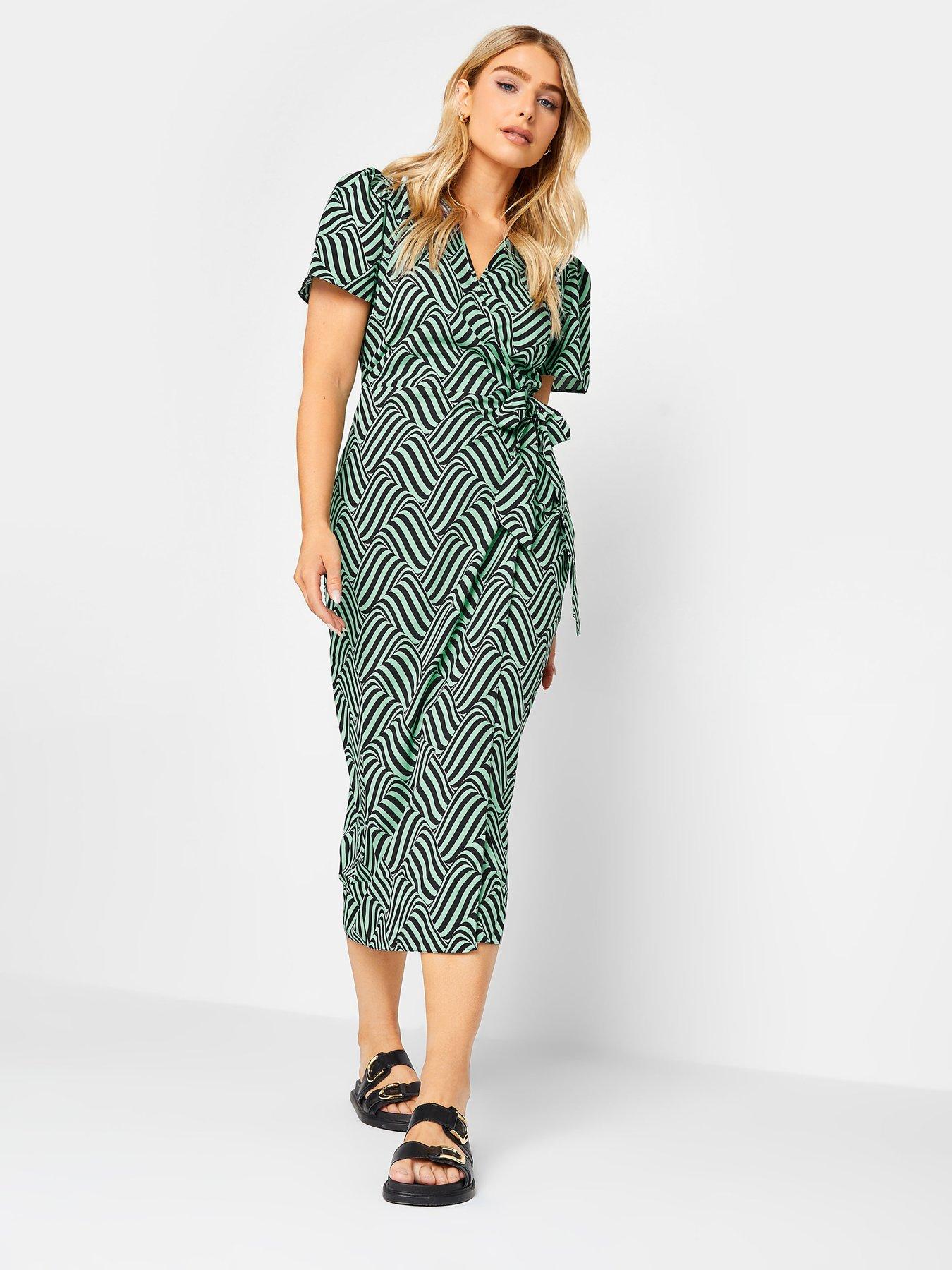 Image 3 of 4 of M&Co Wrap Dress - Green