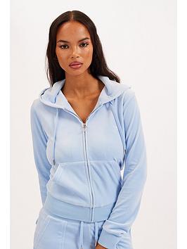 juicy couture zip through velour hoodie - blue