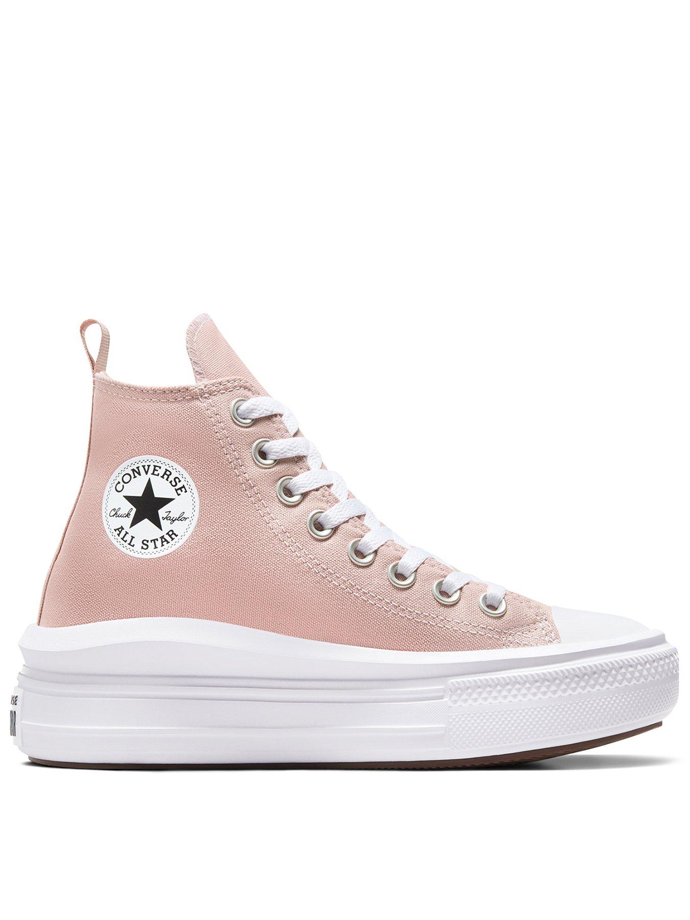 Converse Junior Girls Move Seasonal Color High Tops Trainers - Pink, Pink, Size 4.5 Older