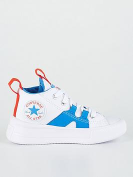 converse kids unisex ultra mid trainers - white/blue
