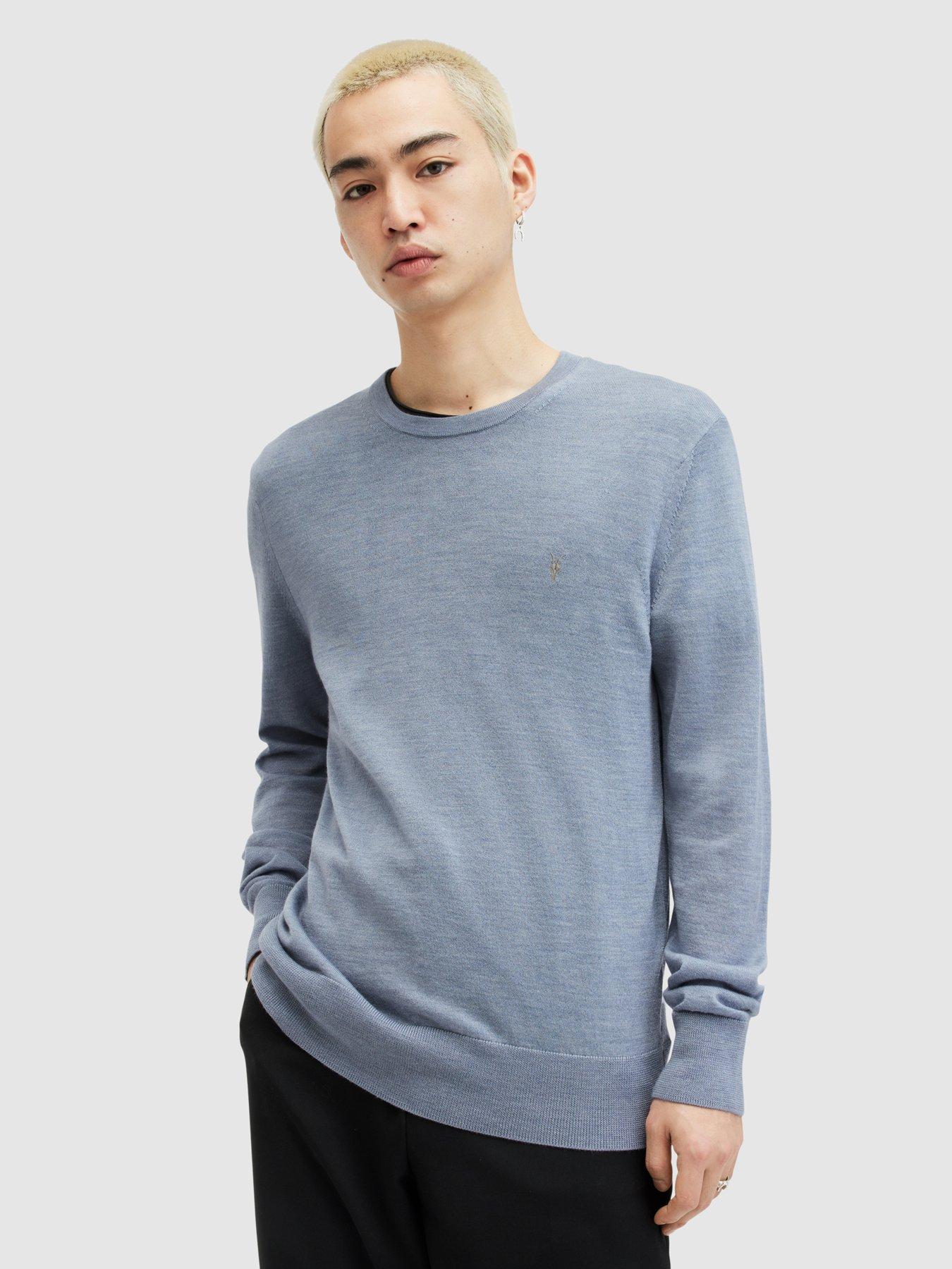 Mode Merino Crew Neck Knitted Jumper - Light Blue