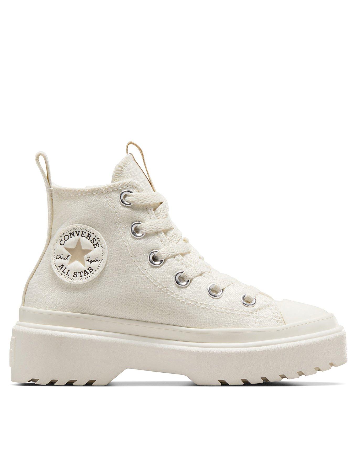 Girls Lugged Lift Hi Top Trainers Off White