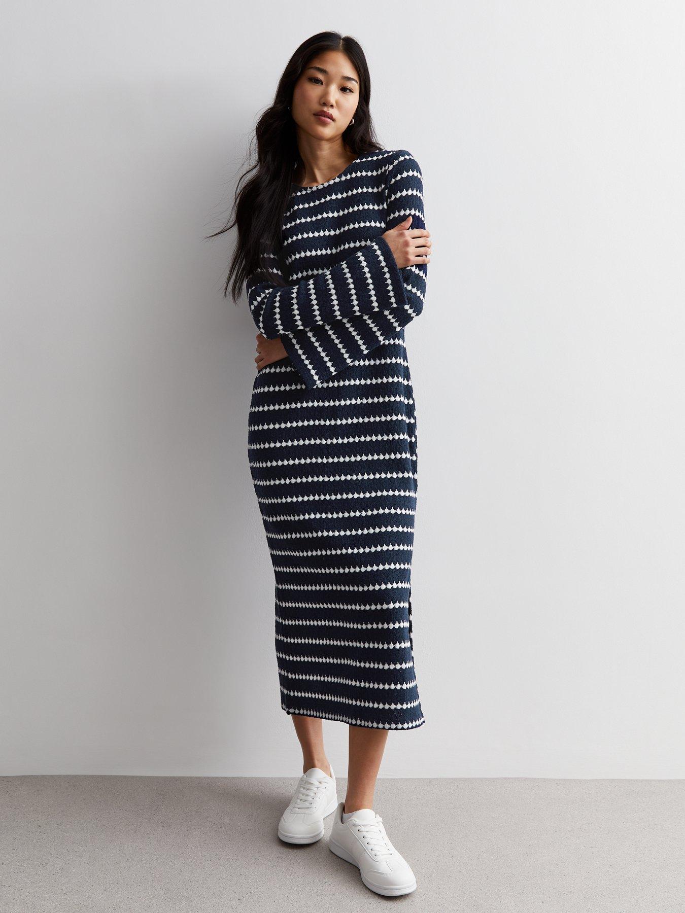 New Look Stripe Knit Midi Dress - Print