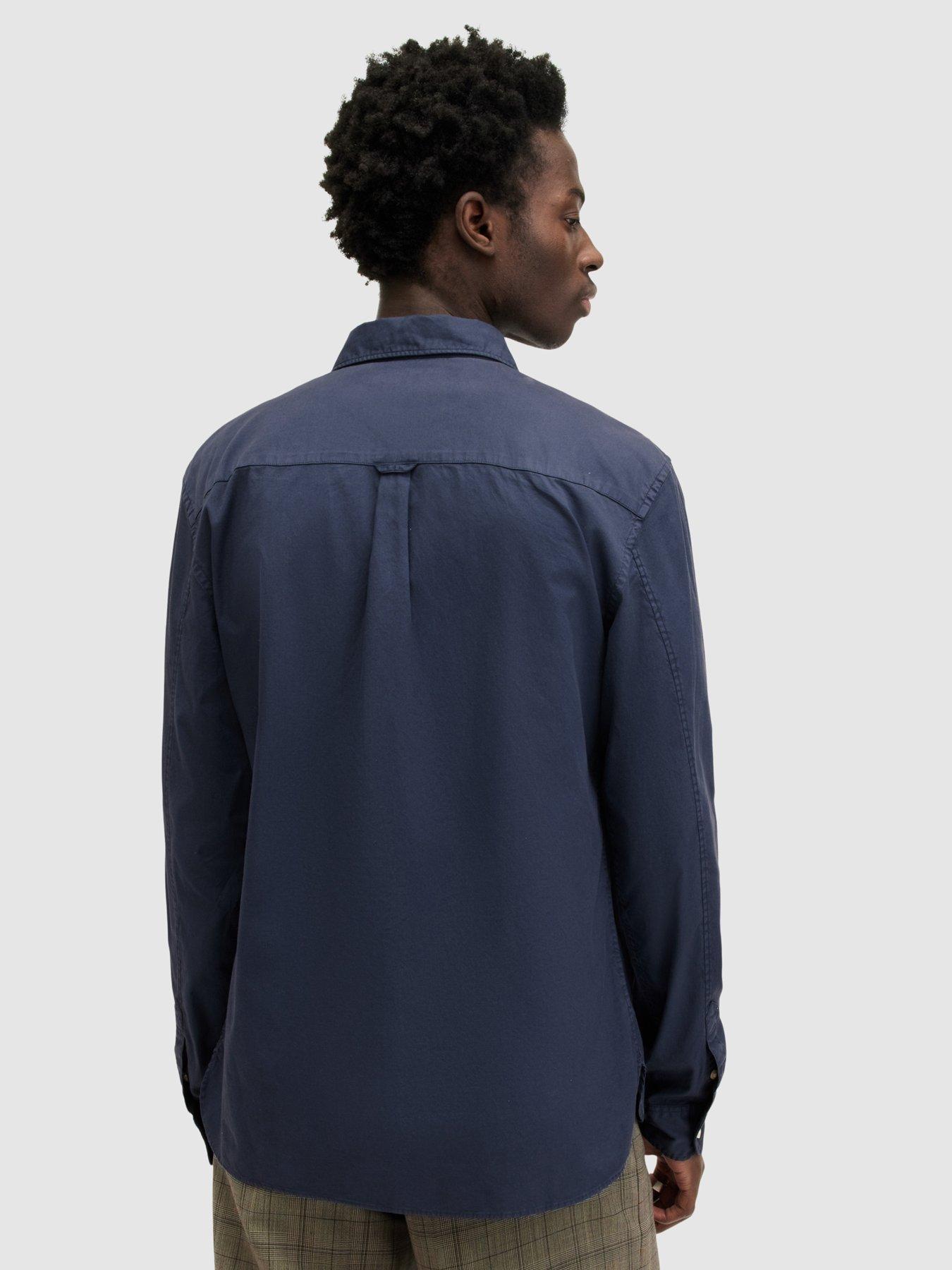 AllSaints Hawthorne Long Sleeve Shirt - Dark Blue | Very.co.uk