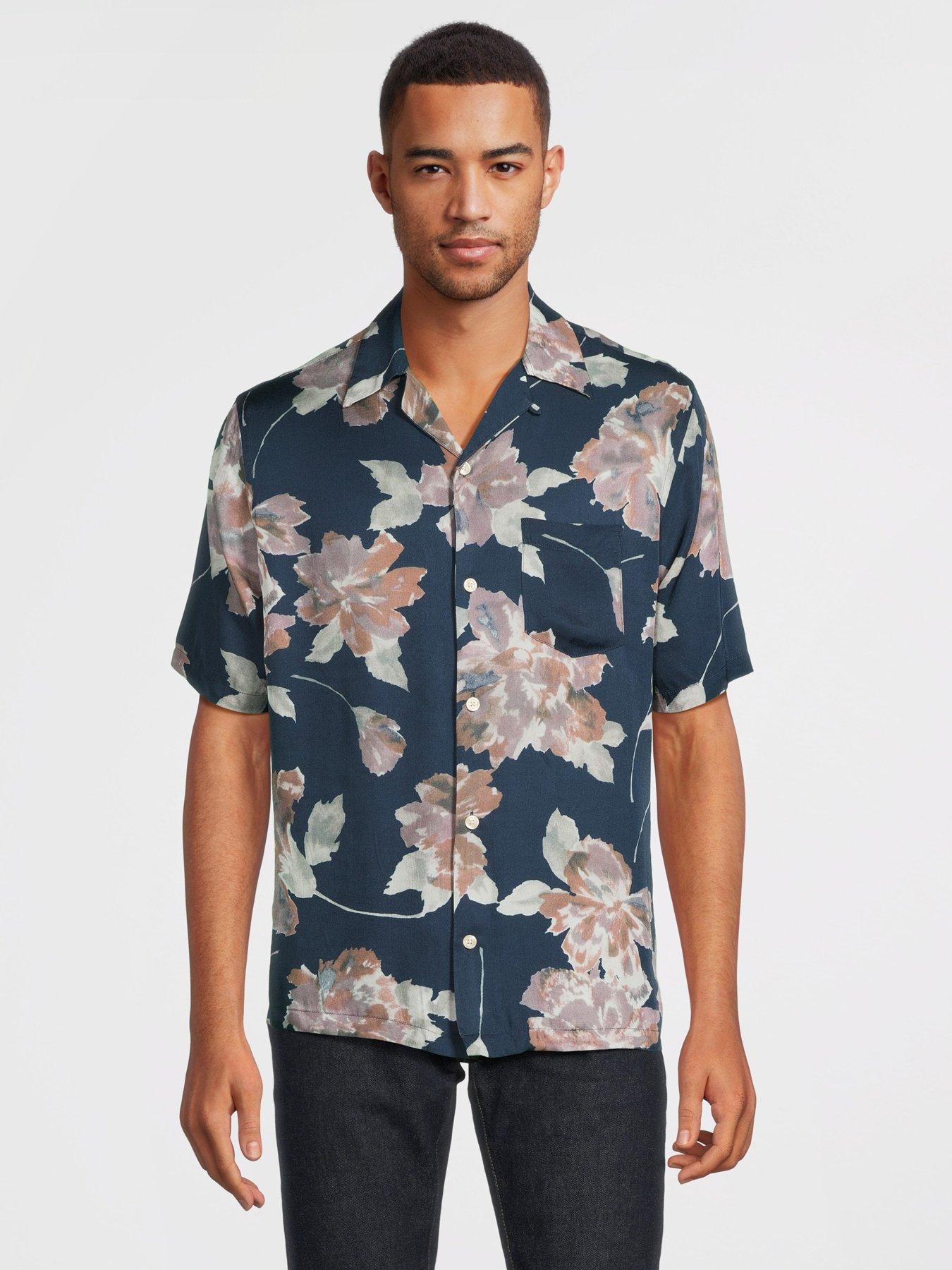 allsaints zinnia short sleeve shirt - dark blue