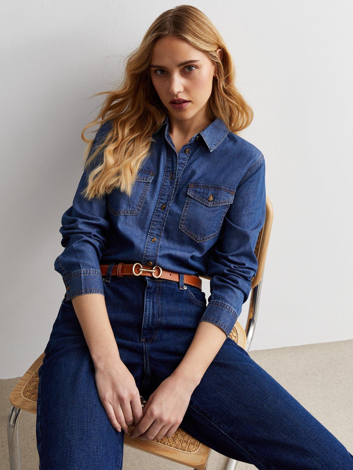 undefined Long Sleeve Lightweight Denim Shirt - Blue