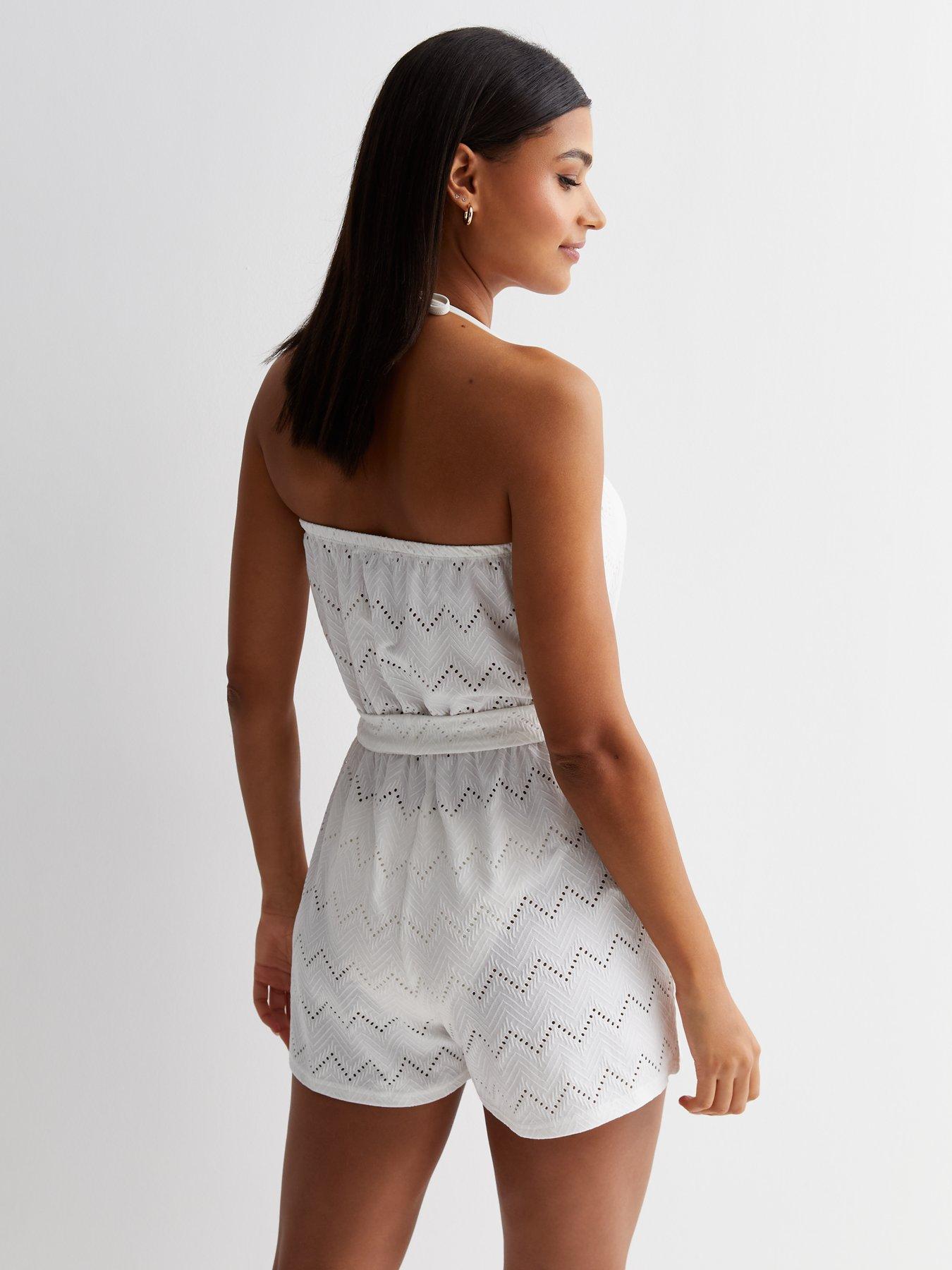 Strapless white playsuit on sale