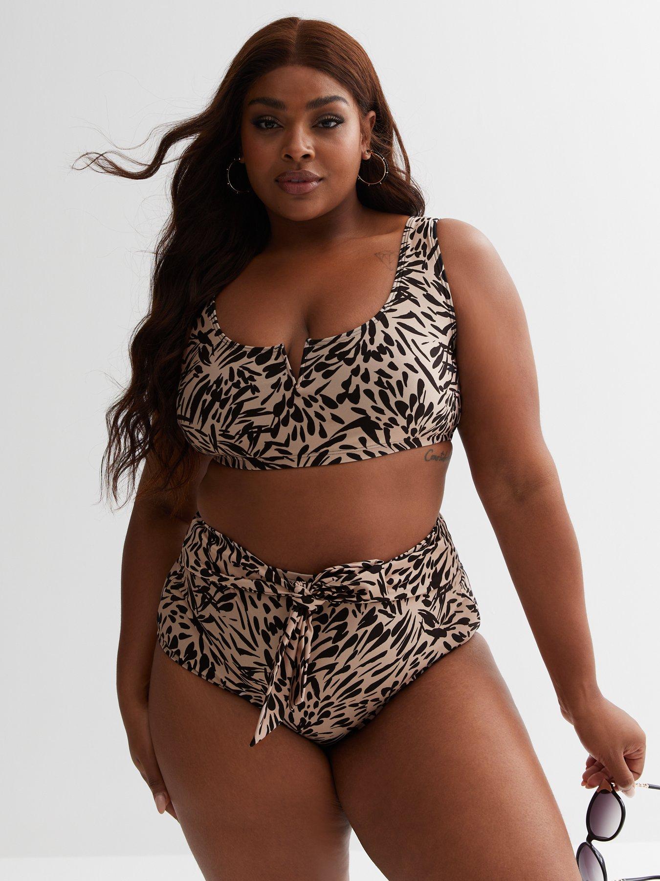 New Look Curves Animal High Waist Bikini Bottoms Print very