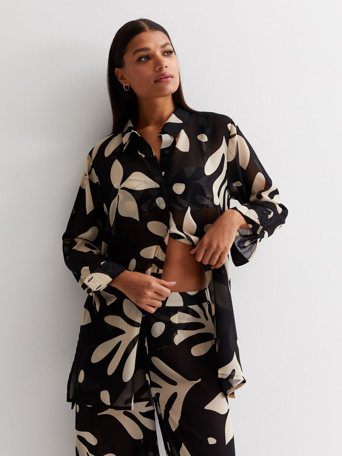 New Look Black Floral Beach Shirt