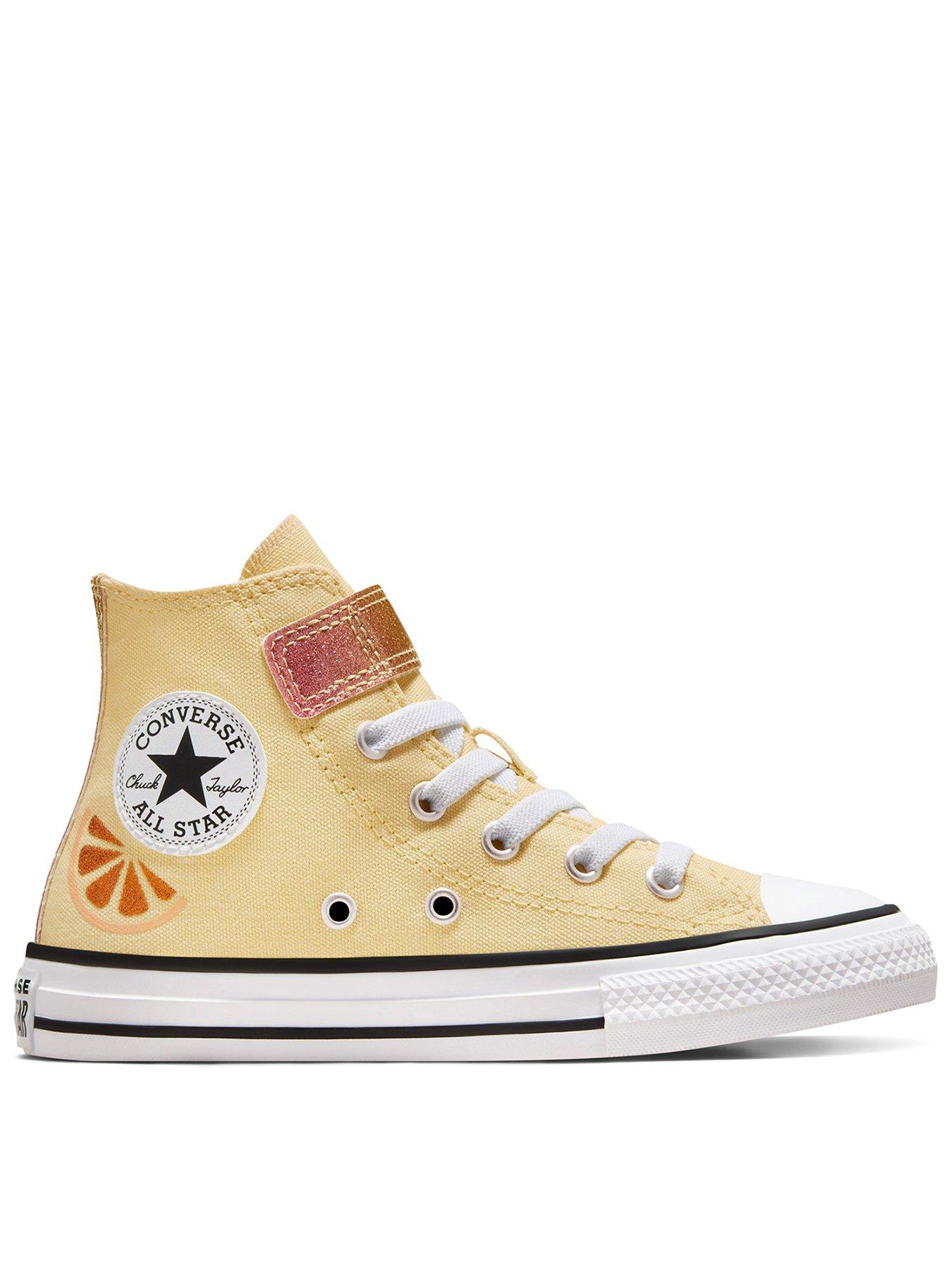 Converse Kids Girls Easy On Velcro Citrus Glitz High Tops Trainers Multi Very