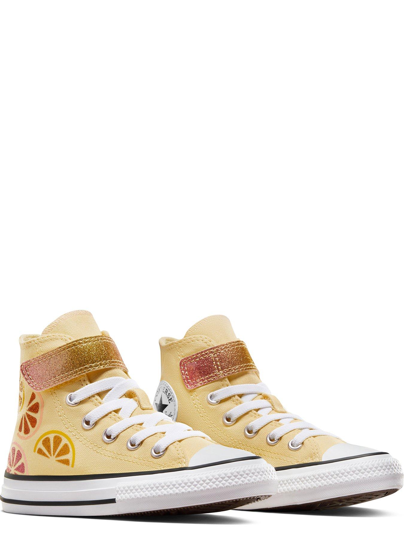 Kids Girls Easy On Velcro Citrus Glitz High Tops Trainers Multi