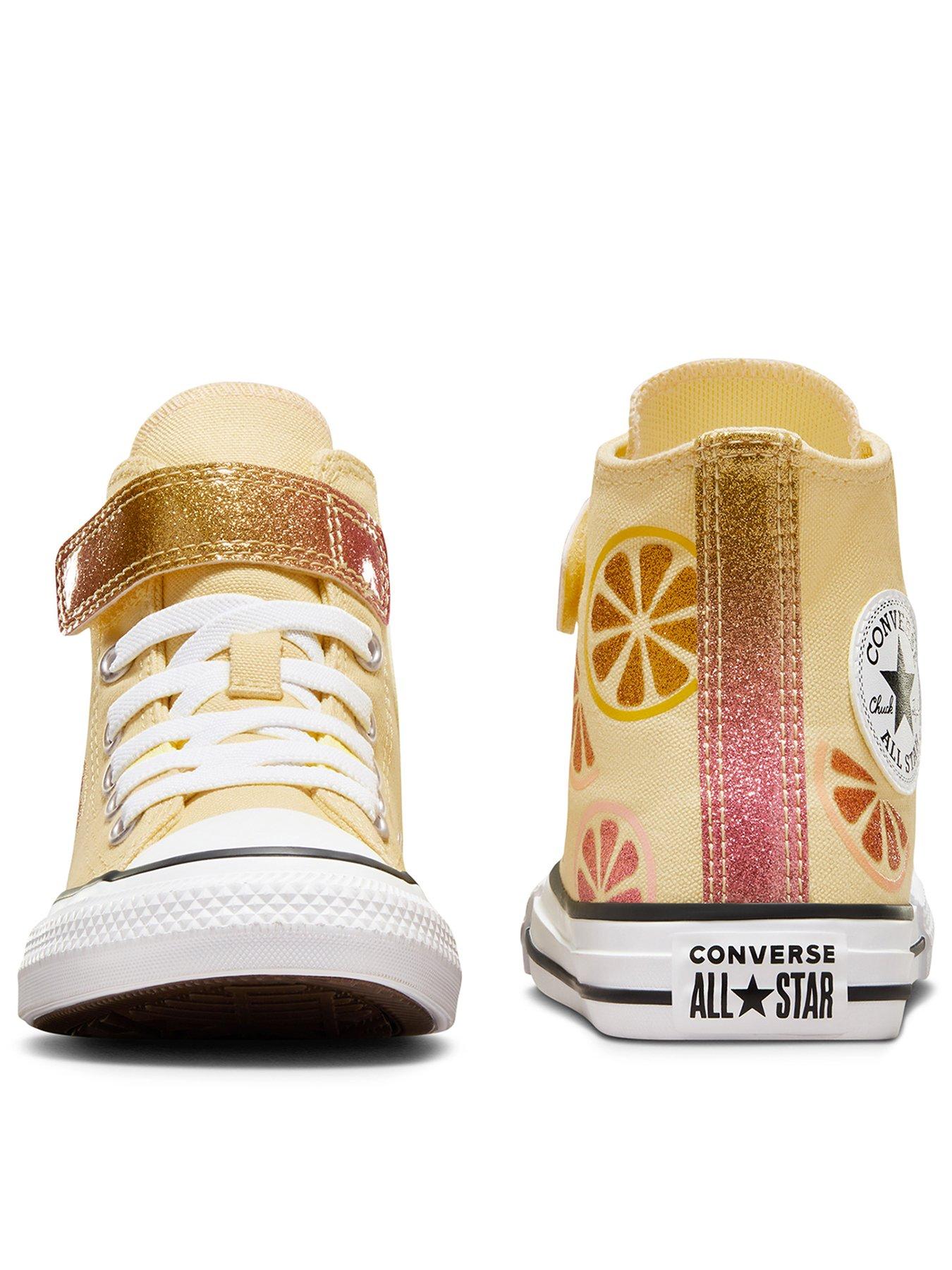 Converse Kids Girls Easy On Velcro Citrus Glitz High Tops Trainers Multi Very