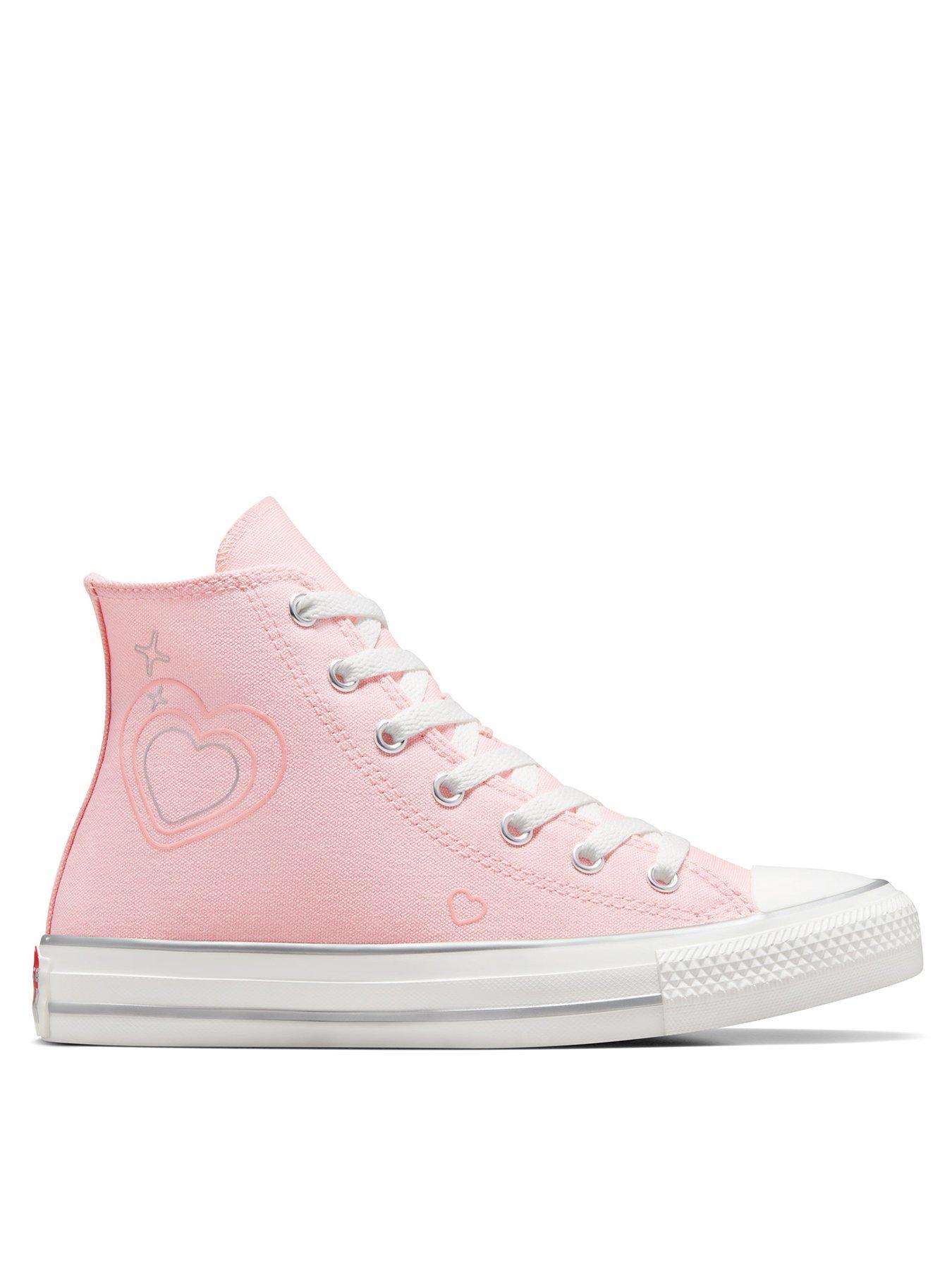 Girls hot pink high store top converse