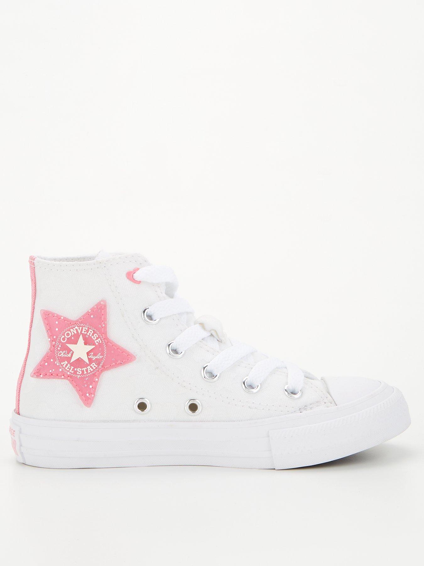 Converse Kids Girls Hi Top Trainers White Pink Very